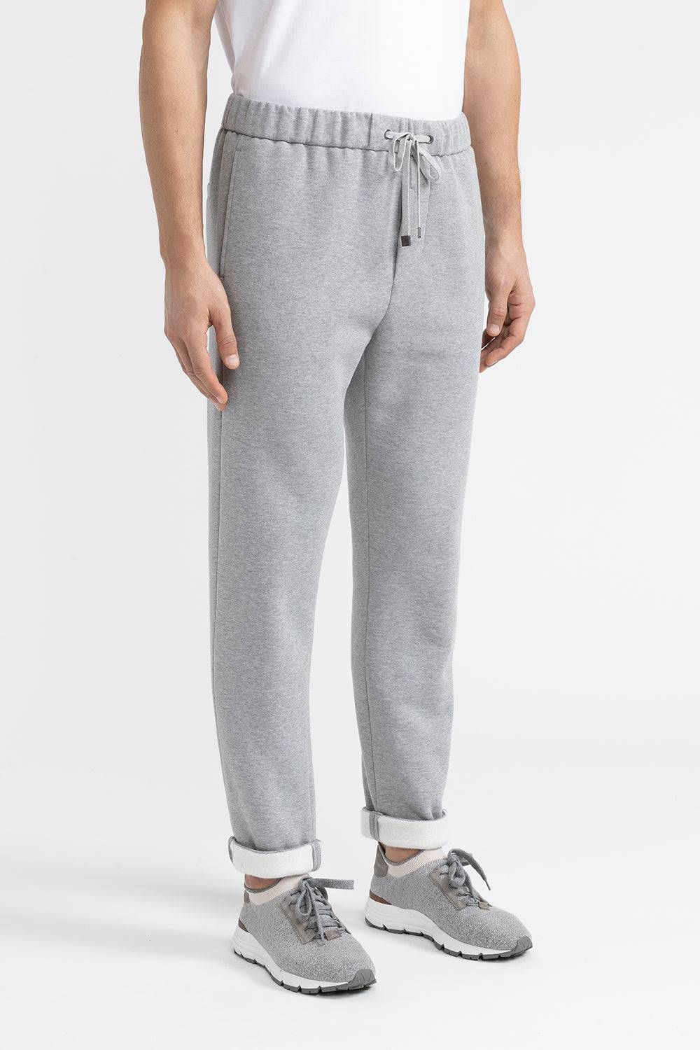 Peserico Pantalone jogger in felpa melange garzata di cotone