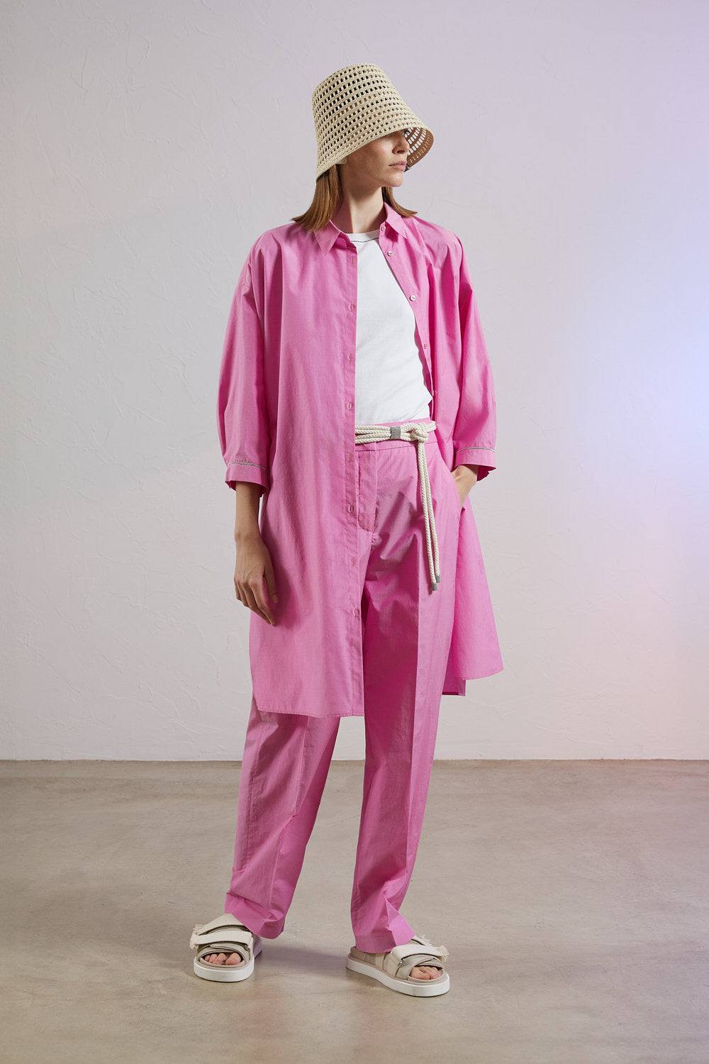 Peserico Pantalone Regular In Popeline Misto Cotone