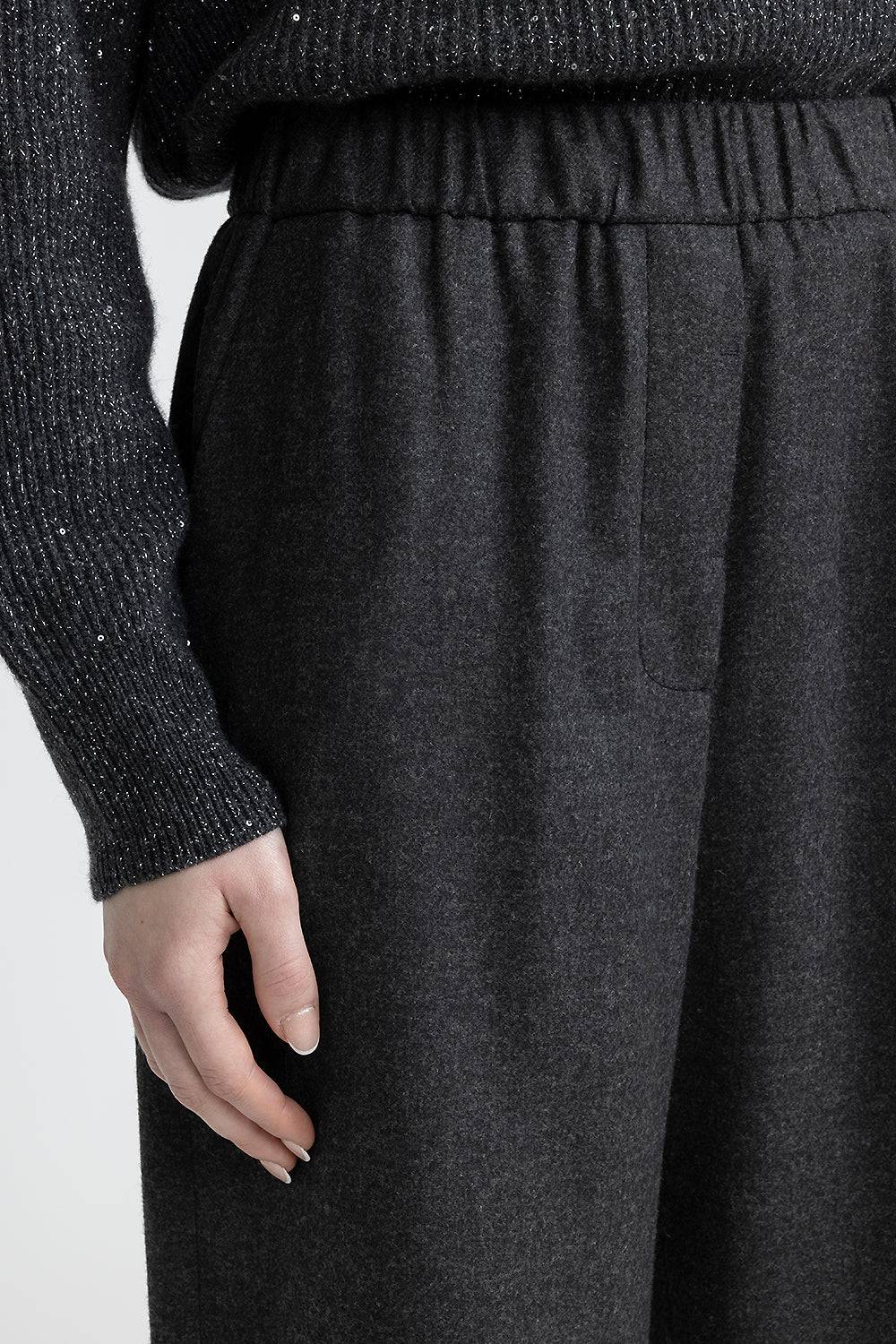 Peserico Pantalone Straight Cropped Con Elastico In Vita