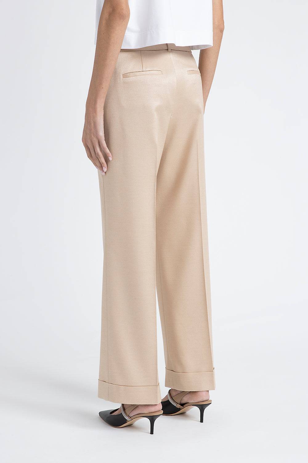 Peserico Pantalone Straight In Flanella Jaspé Di Lana E Viscosa