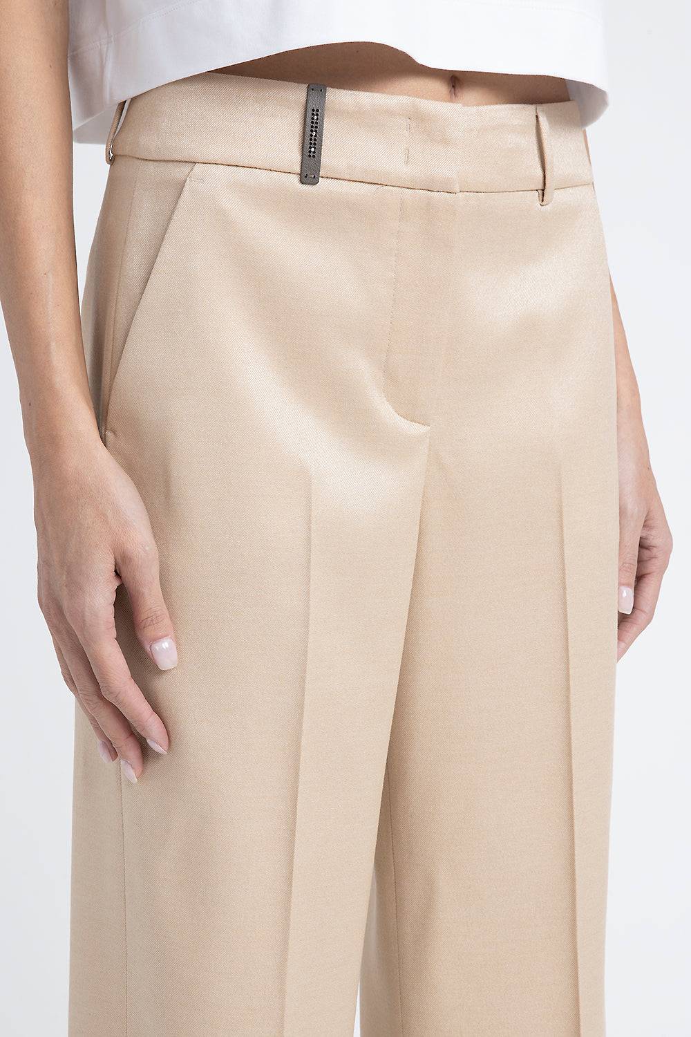 Peserico Pantalone Straight In Flanella Jaspé Di Lana E Viscosa