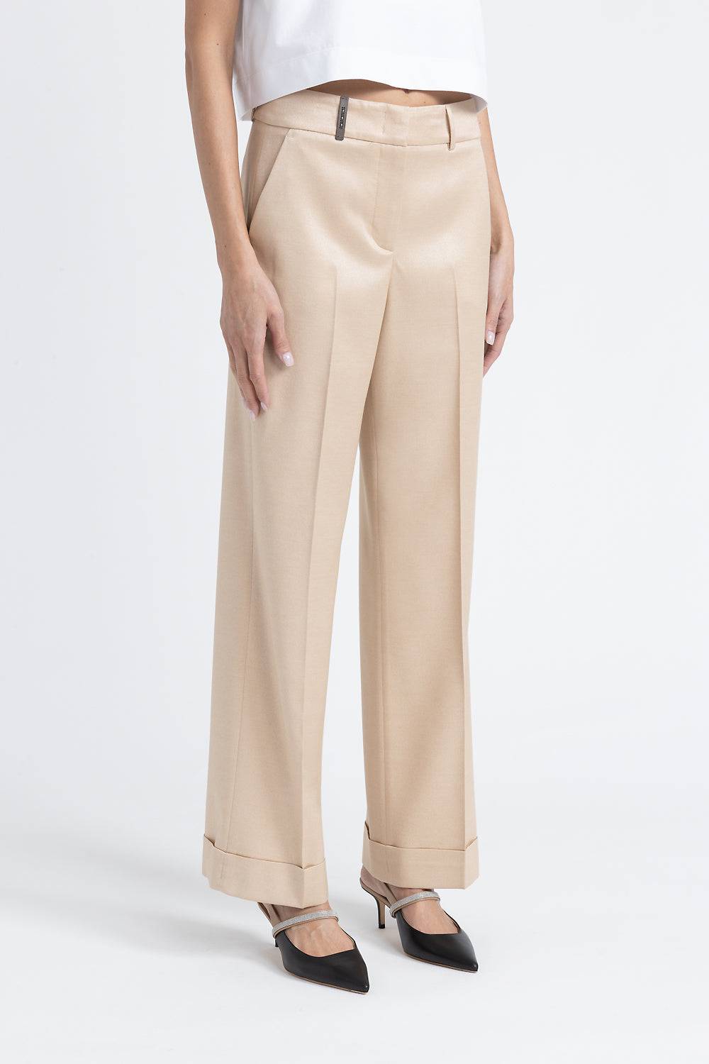 Peserico Pantalone straight in flanella jaspé di lana e viscosa