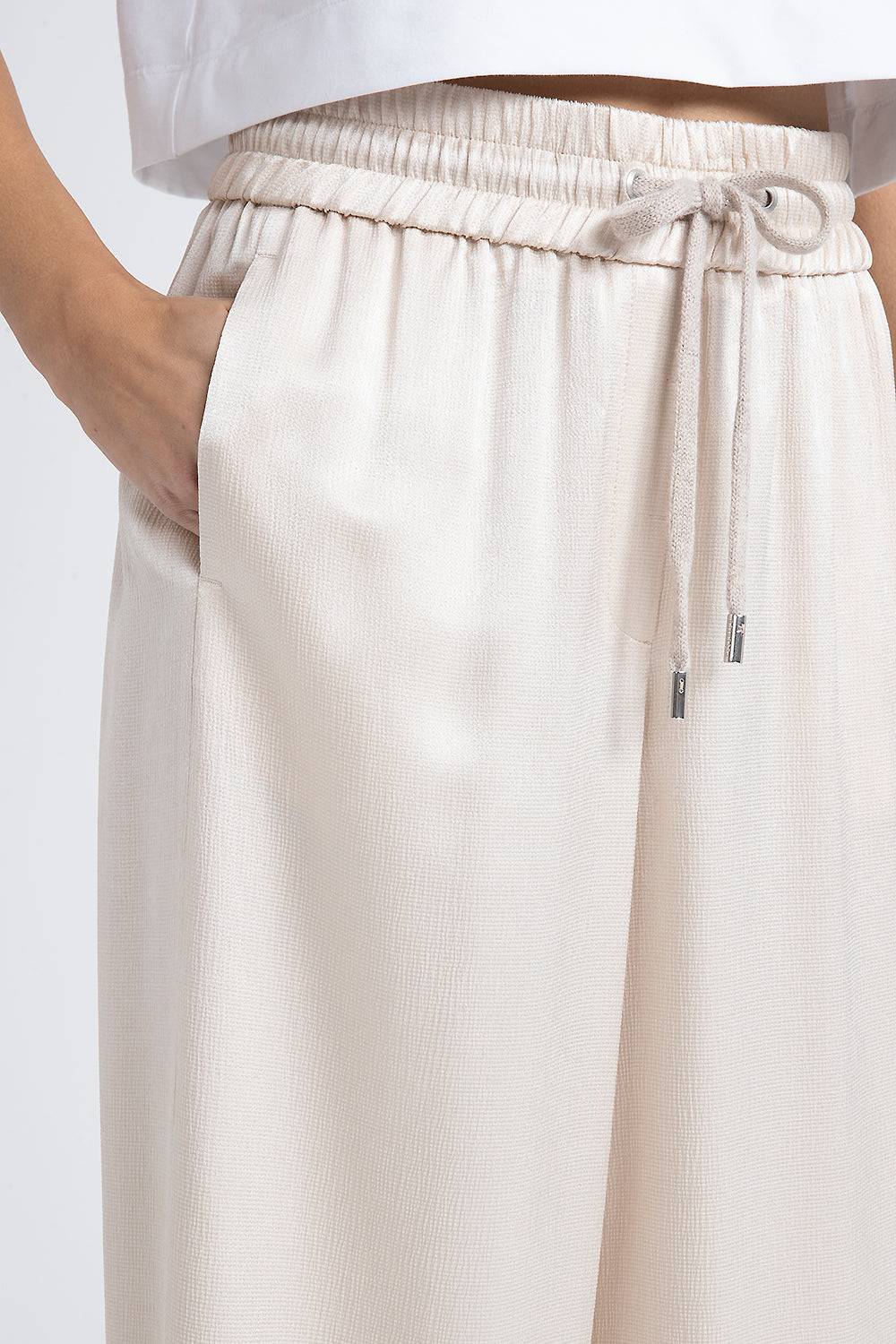 Peserico Pantalone Wide Semilucido In Lana E Viscosa