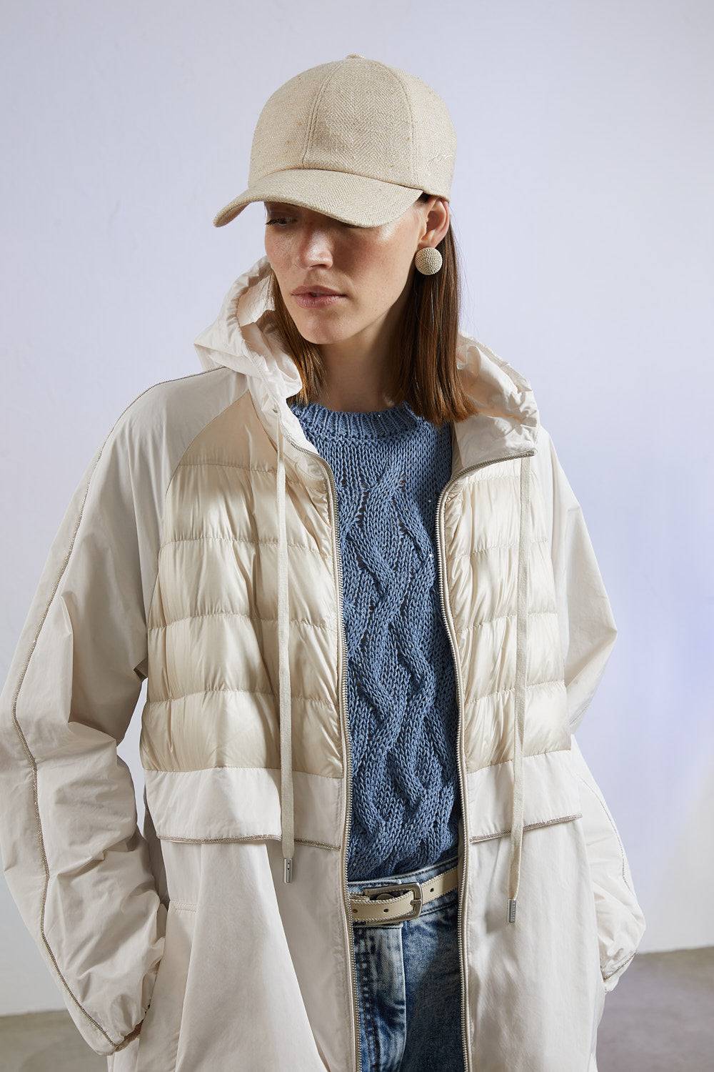 Peserico Parka Bimaterico In Piuma E Taffetà Tecnico