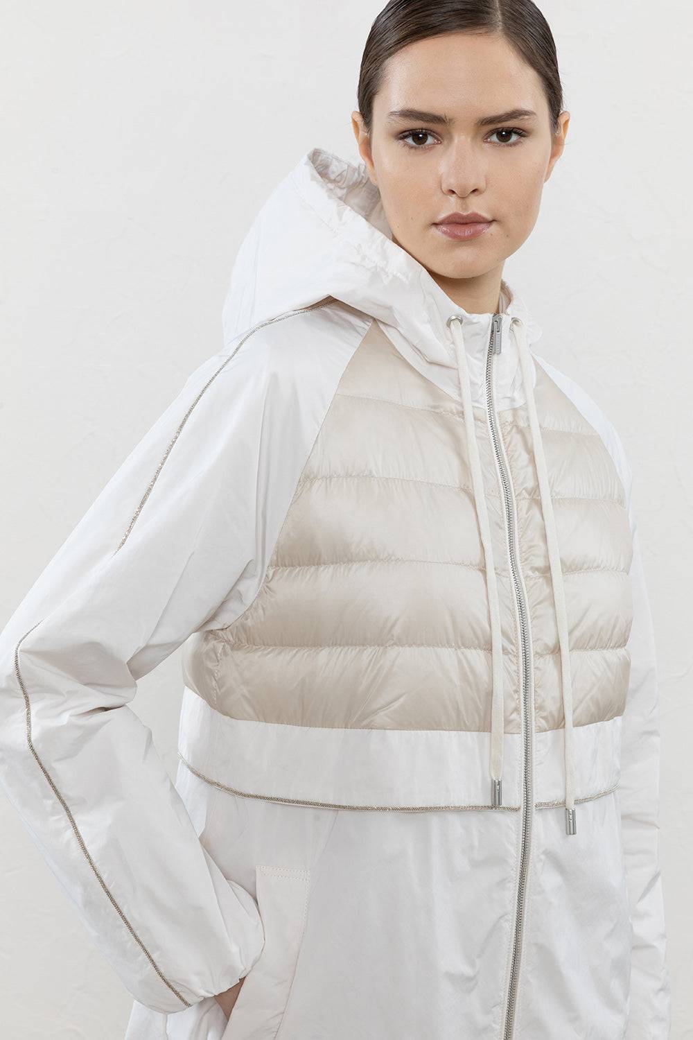 Peserico Parka Bimaterico In Piuma E Taffetà Tecnico