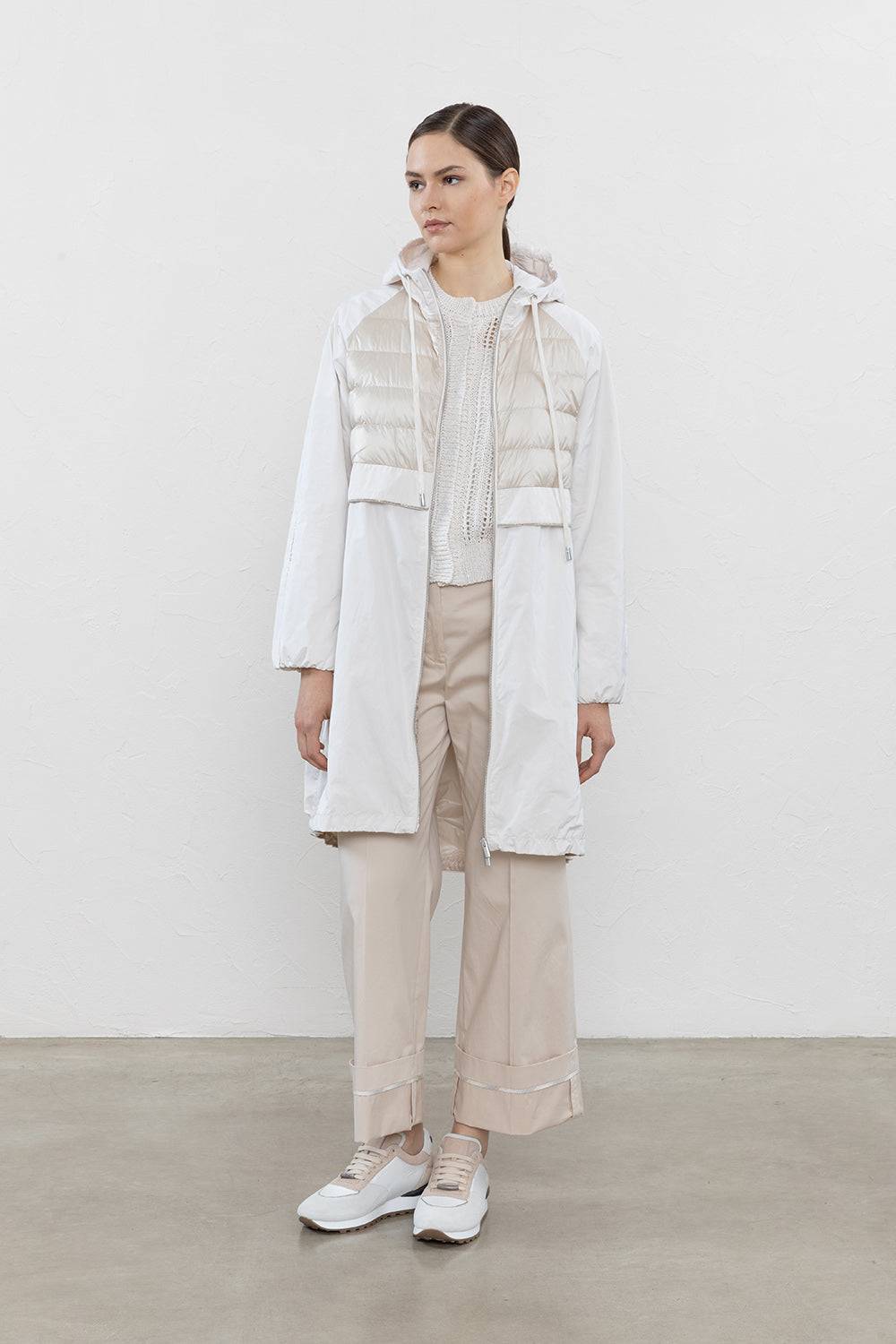 Peserico Parka Bimaterico In Piuma E Taffetà Tecnico