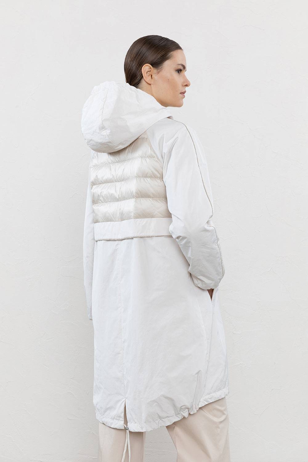 Peserico Parka Bimaterico In Piuma E Taffetà Tecnico