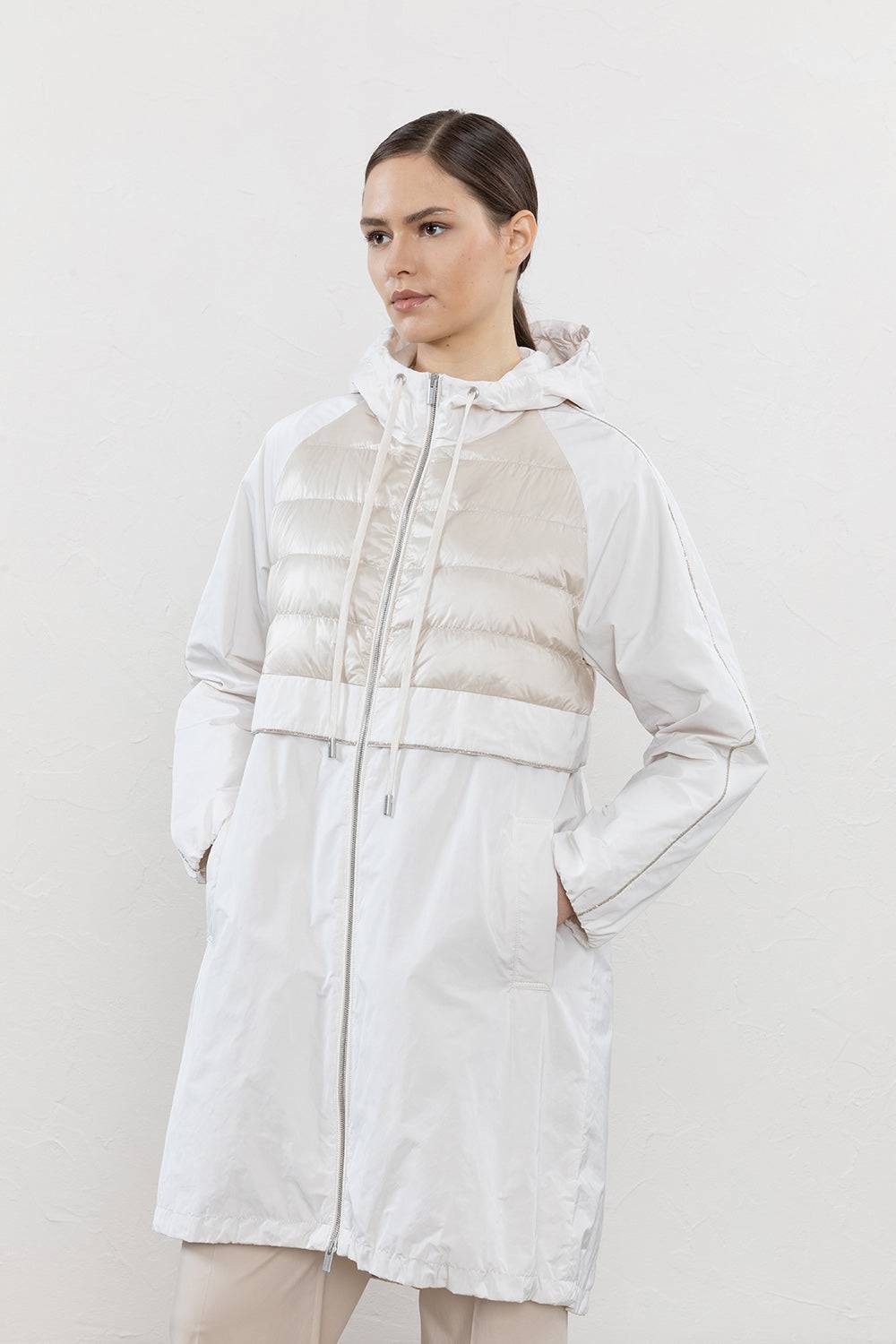 Peserico Parka bimaterico in piuma e taffetà tecnico