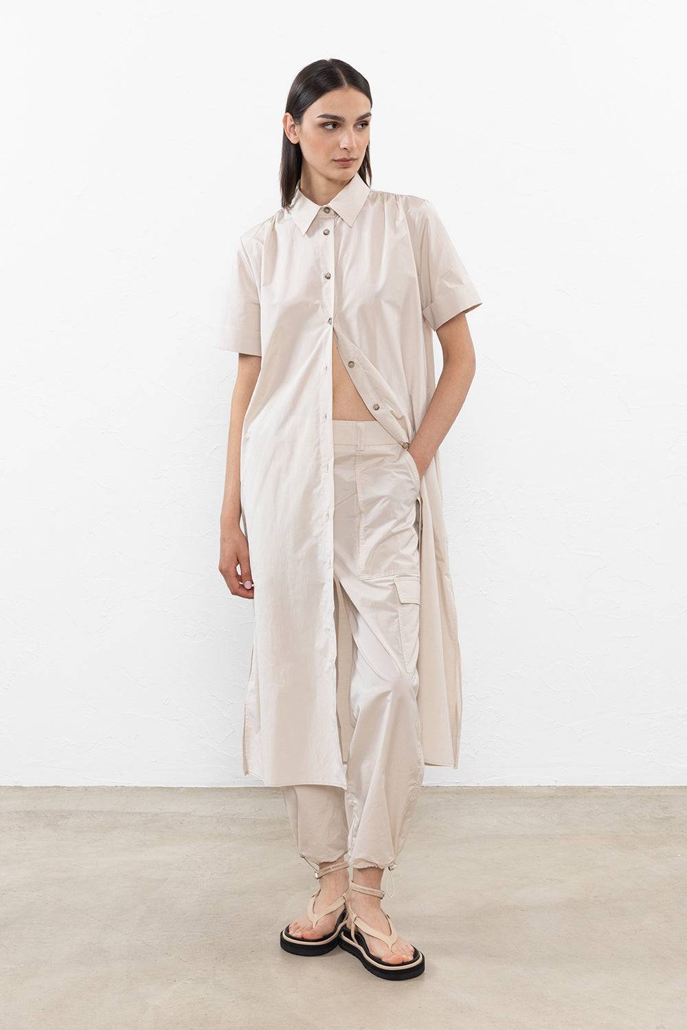 Peserico Abito Chemisier In Popeline Misto Cotone