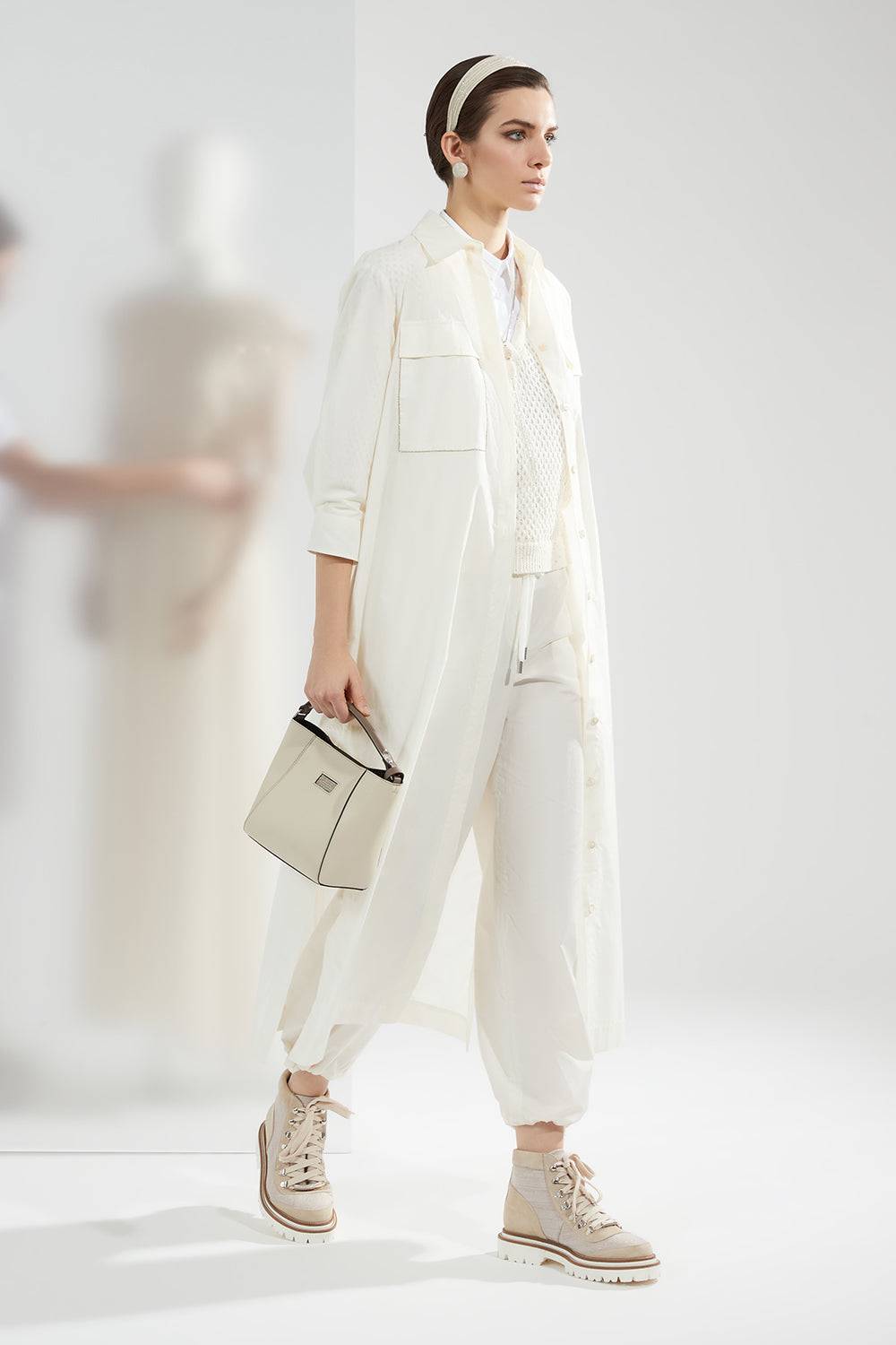 Peserico Abito Chemisier In Popeline Misto Cotone