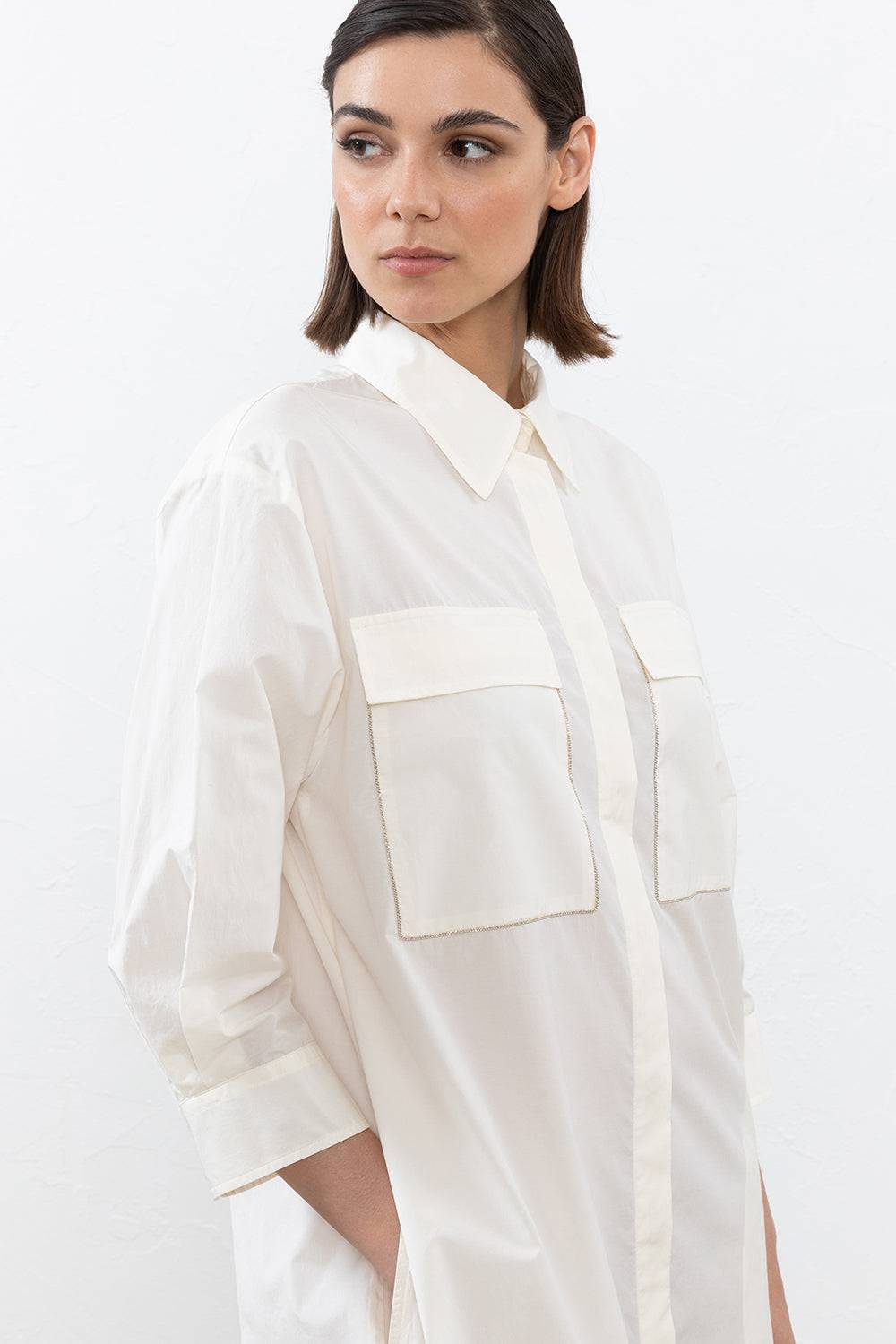 Peserico Abito Chemisier In Popeline Misto Cotone