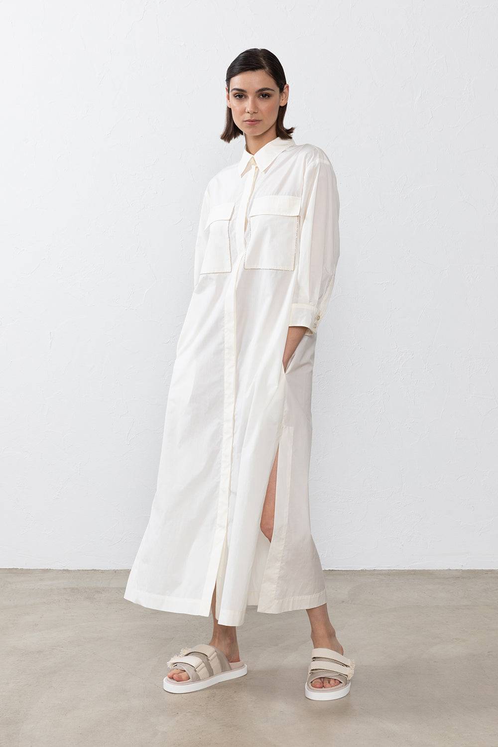 Peserico Abito chemisier in popeline misto cotone