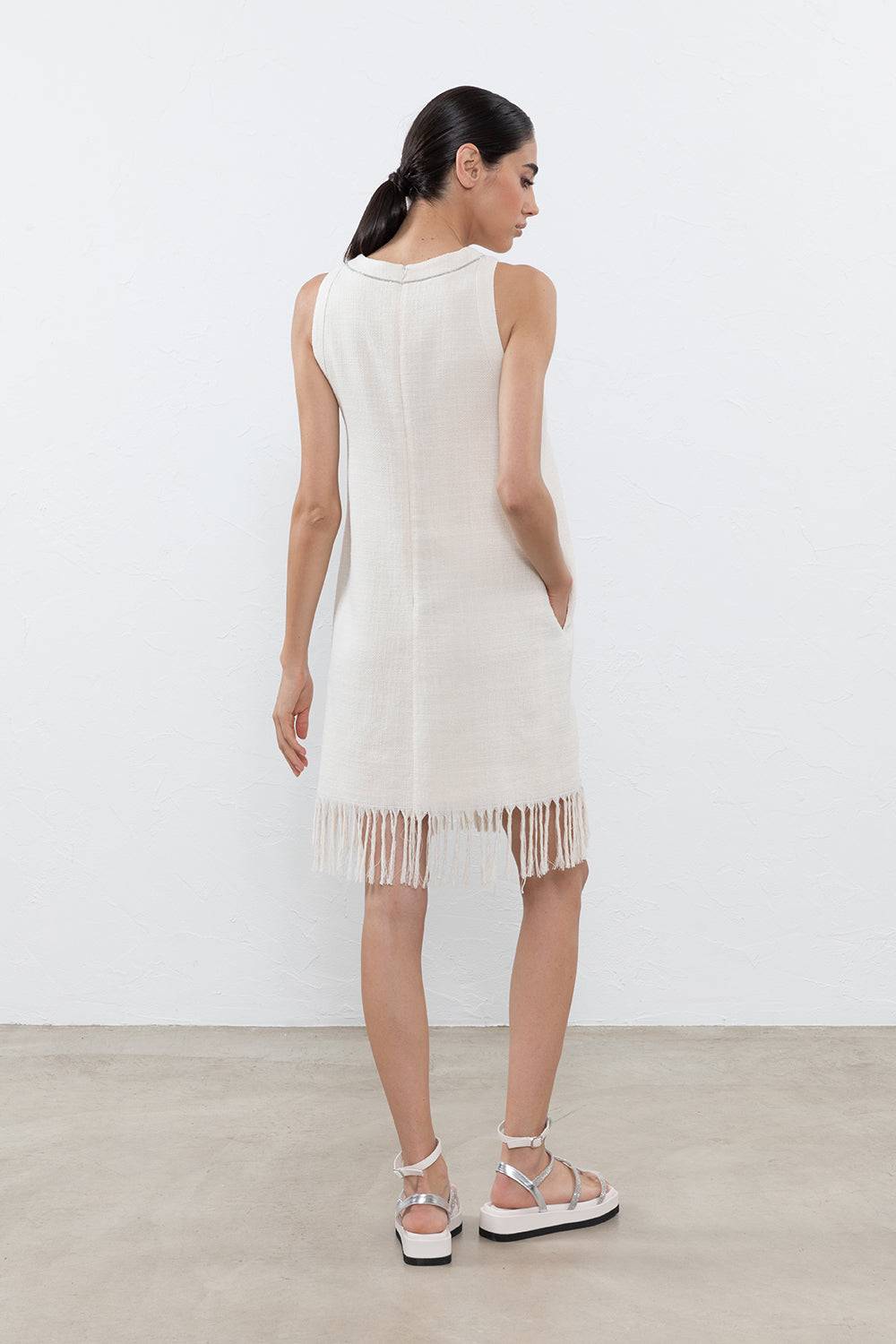 Peserico Abito Corto In Stuoia Grezza Di Lino