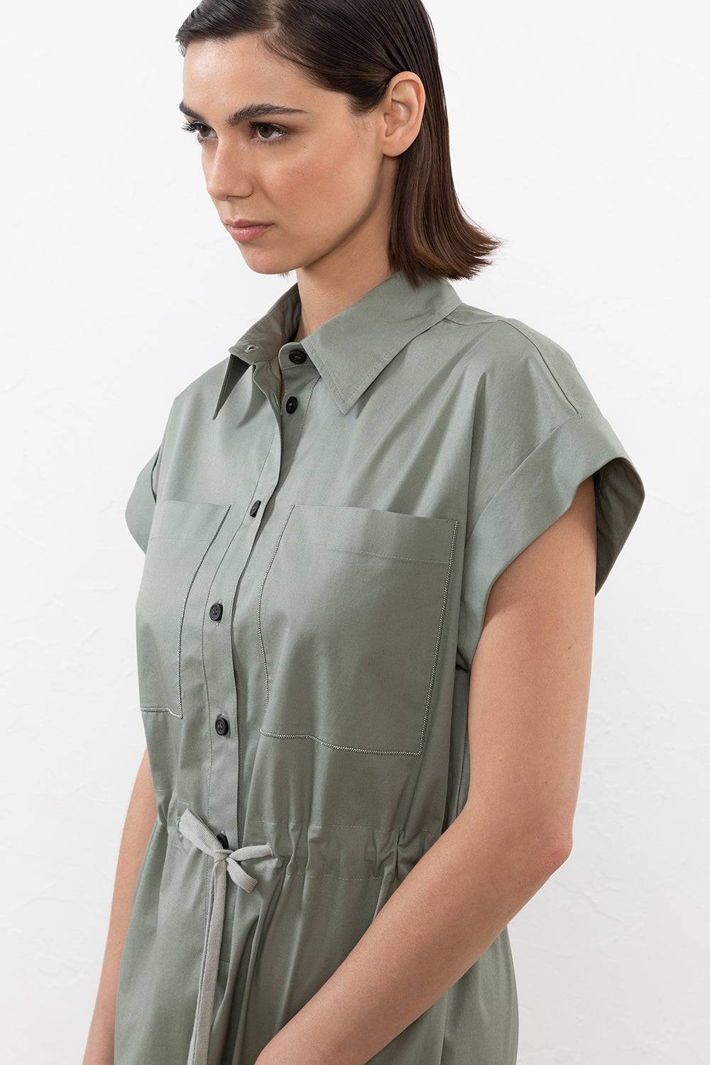 Peserico Abito In Leggero Raso Di Cotone Stretch