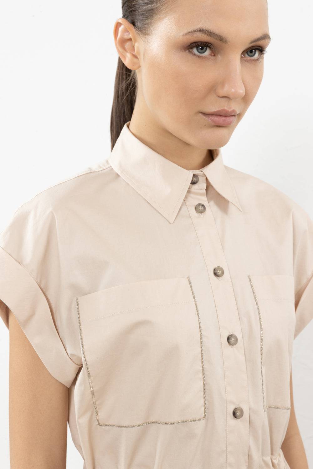 Peserico Abito In Leggero Raso Di Cotone Stretch