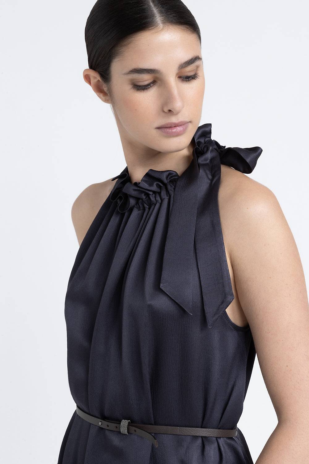 Peserico Abito Lungo Con Scollo Americana