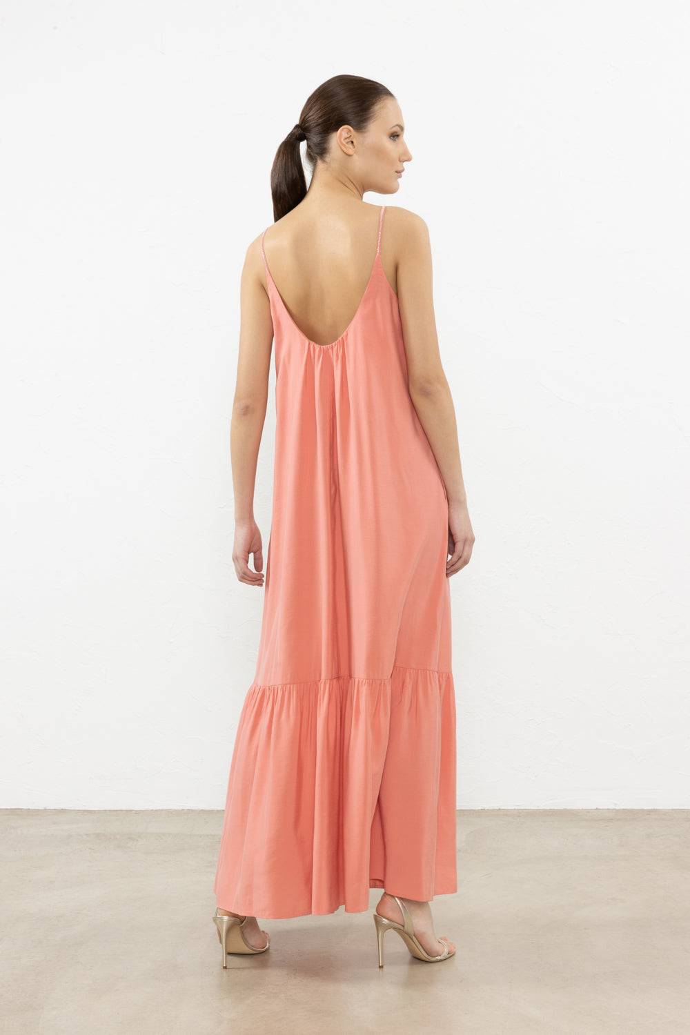 Peserico Abito Lungo In Habotai Fluido