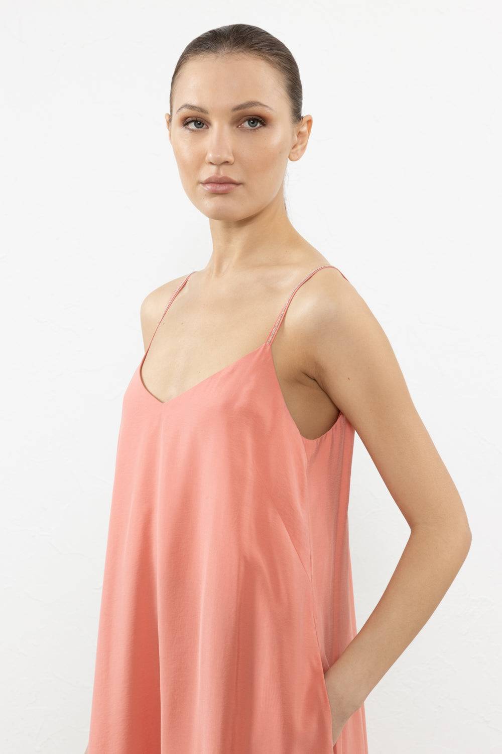 Peserico Abito Lungo In Habotai Fluido