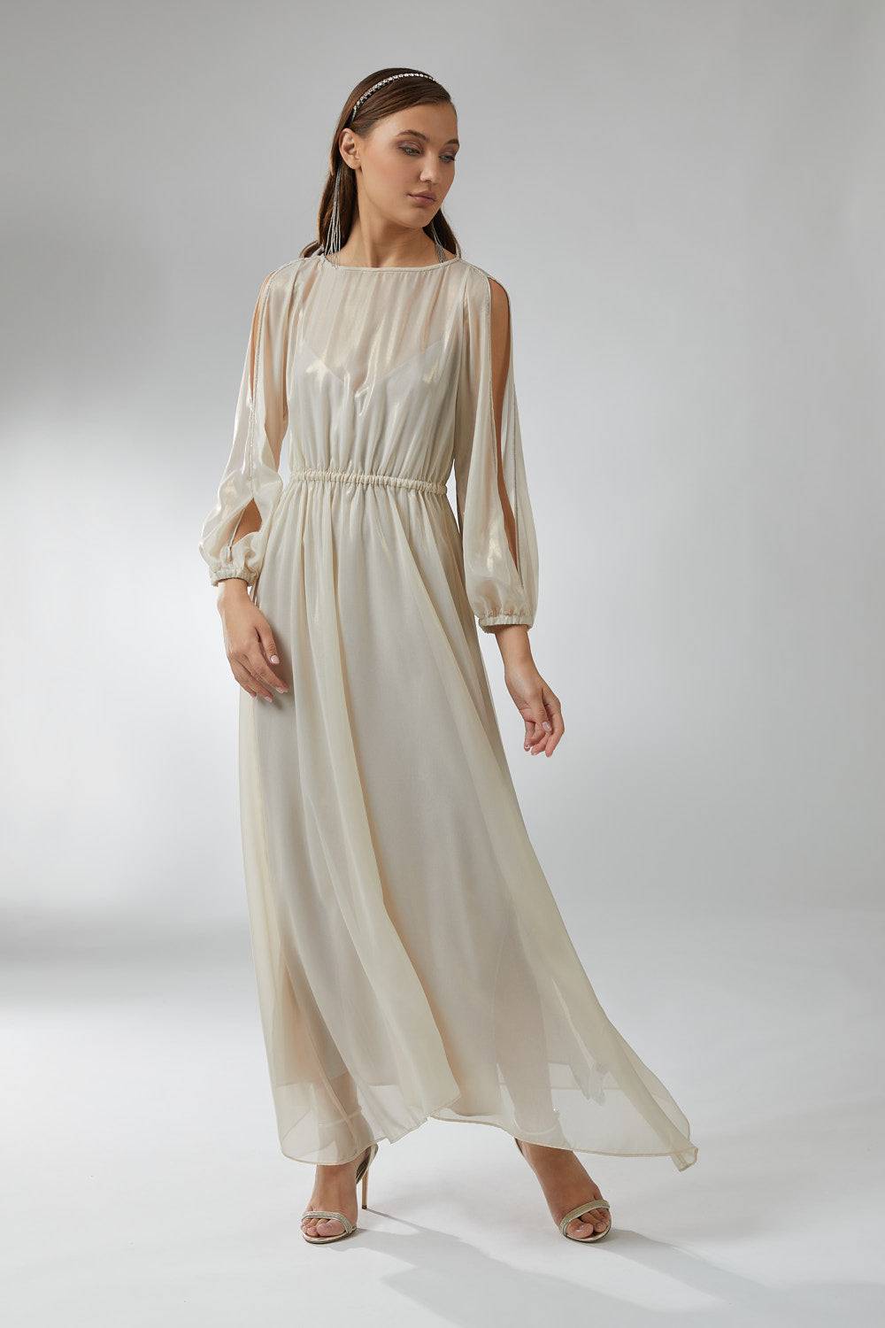 Peserico Abito Lungo In Leggero Chiffon Laminato