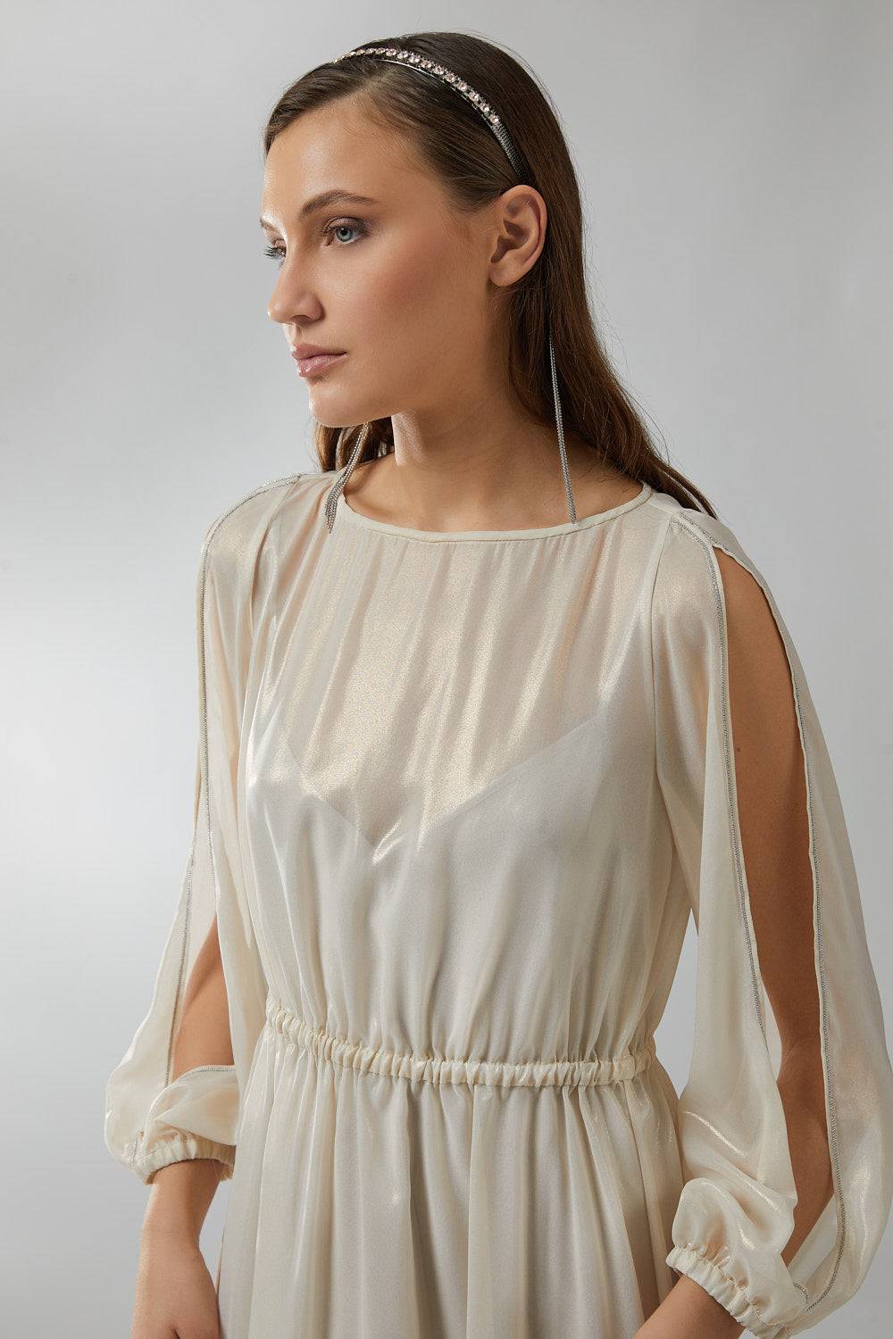 Peserico Abito Lungo In Leggero Chiffon Laminato