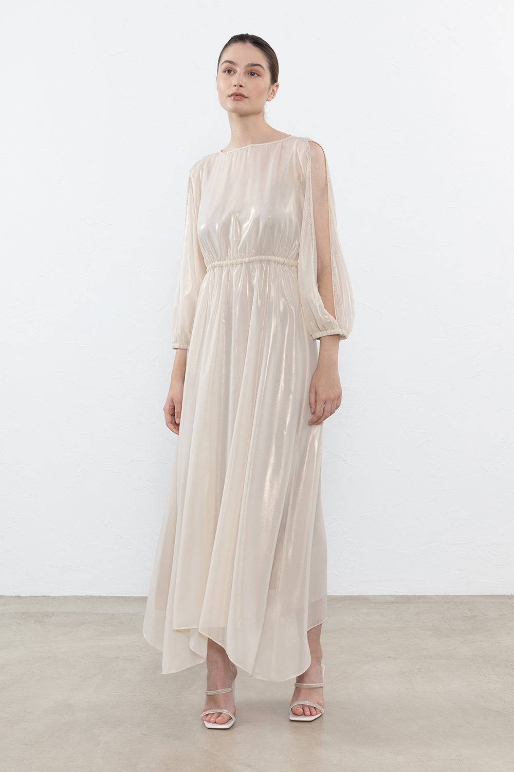 Peserico Abito lungo in leggero chiffon laminato