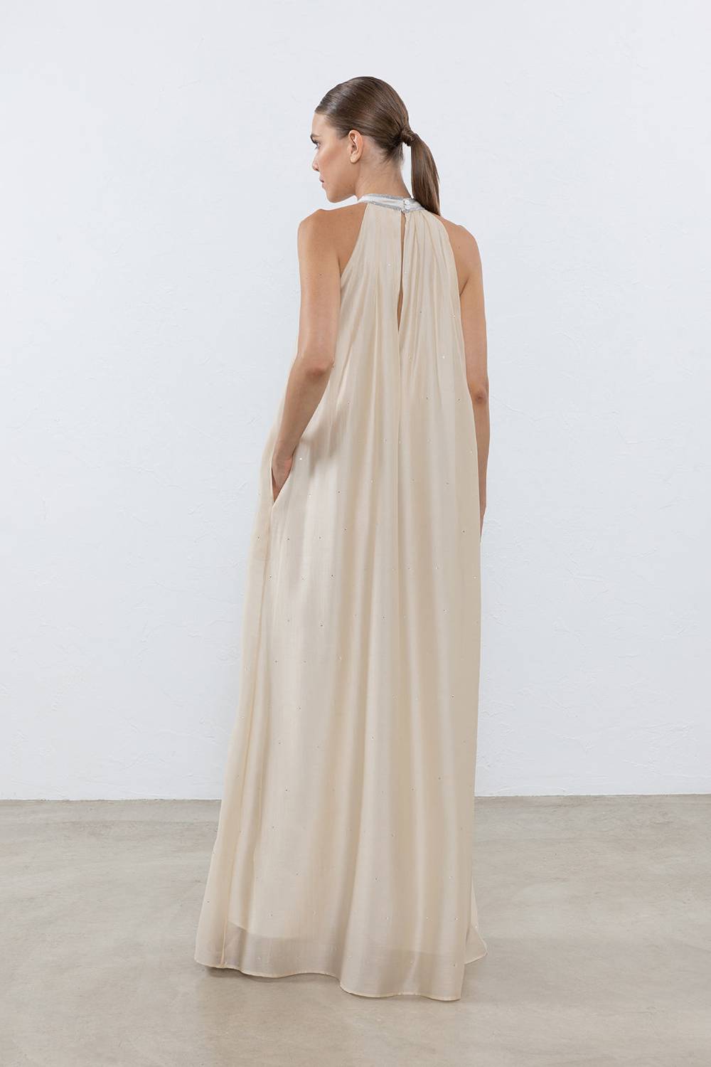 Peserico Abito Lungo In Misto Satin Di Viscosa