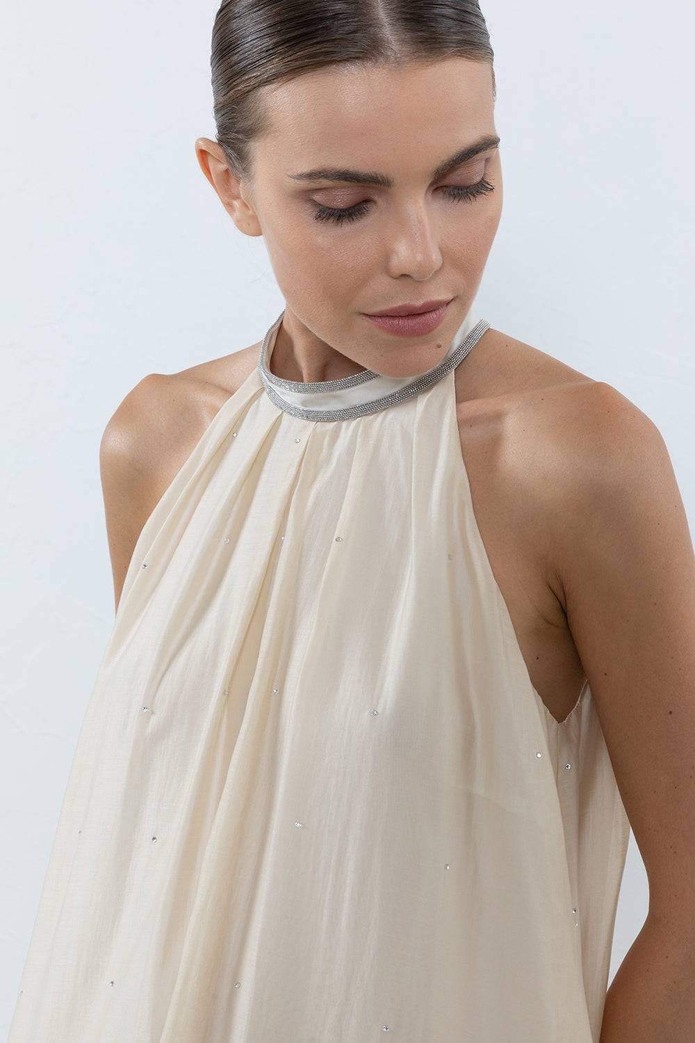 Peserico Abito Lungo In Misto Satin Di Viscosa