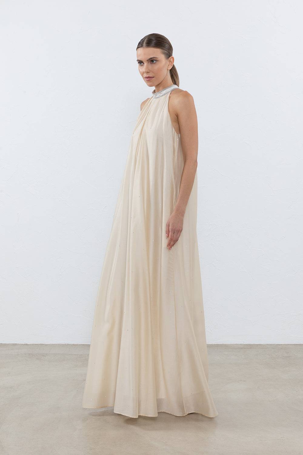 Peserico Abito Lungo In Misto Satin Di Viscosa