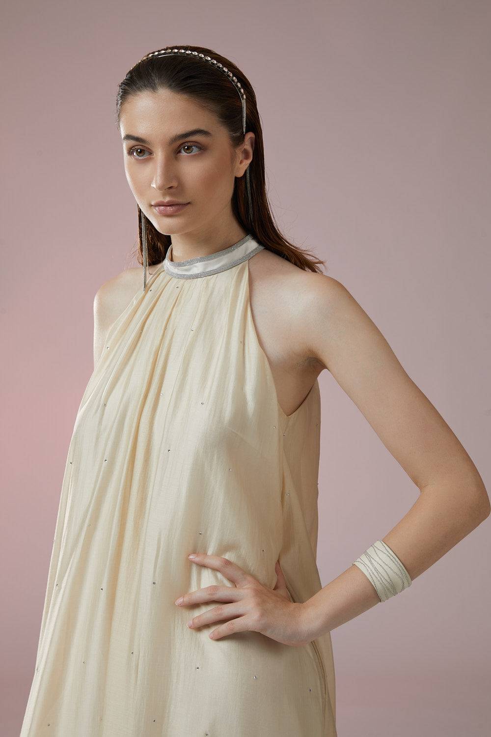 Peserico Abito Lungo In Misto Satin Di Viscosa