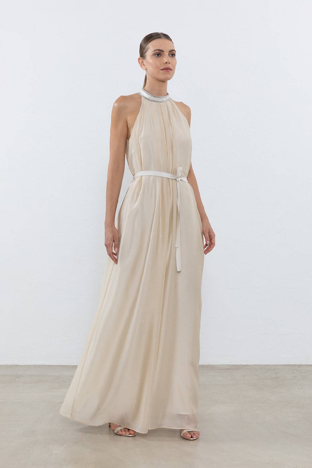 Peserico Abito lungo in misto satin di viscosa