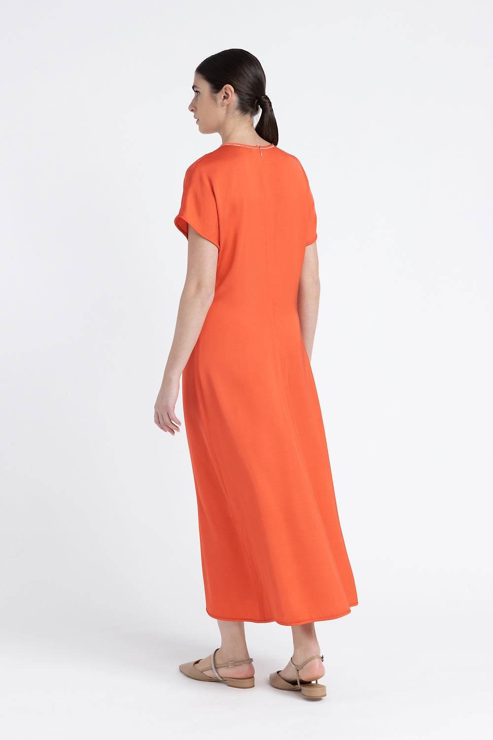 Peserico Abito Lungo In Satin Di Viscosa