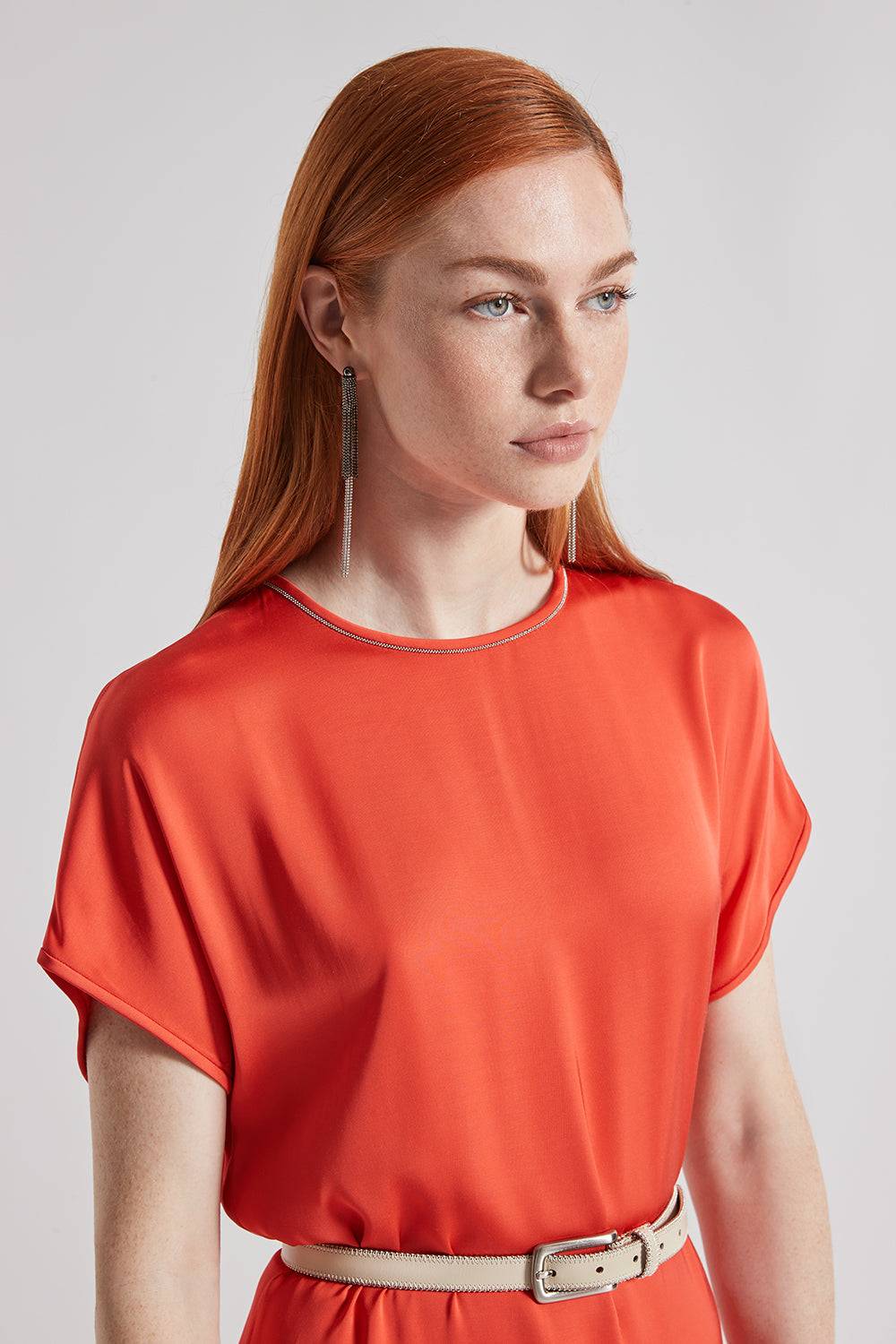 Peserico Abito Lungo In Satin Di Viscosa