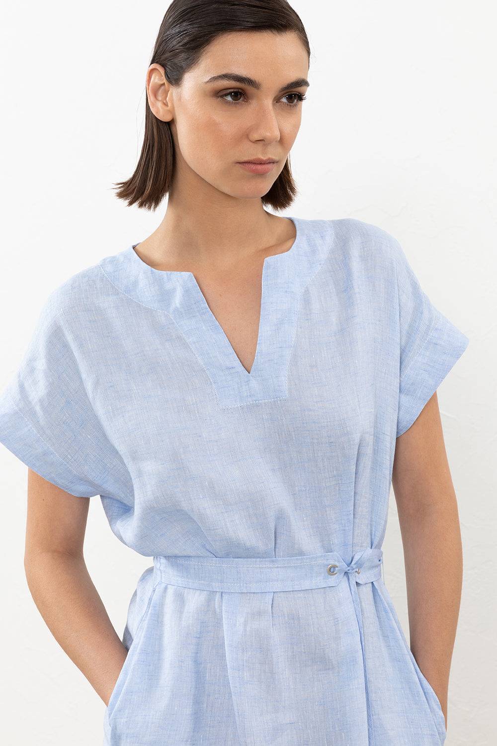 Peserico Abito Lungo In Tela Di Puro Lino