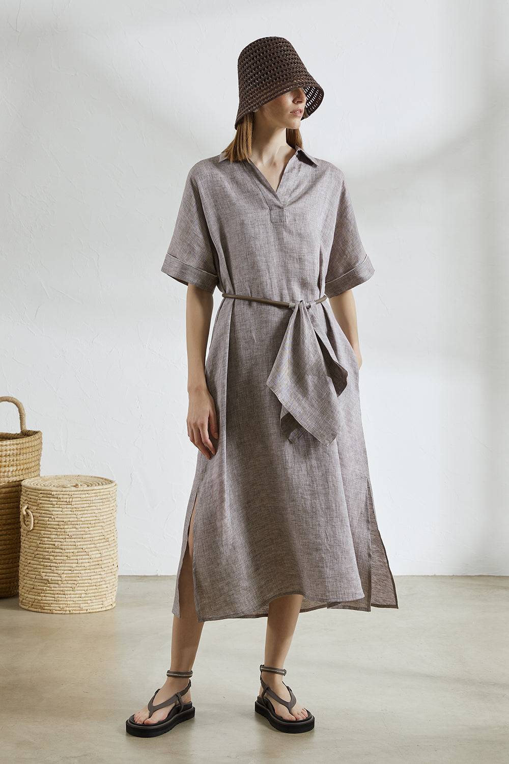 Peserico Abito Lungo In Tela Leggera Di Puro Lino