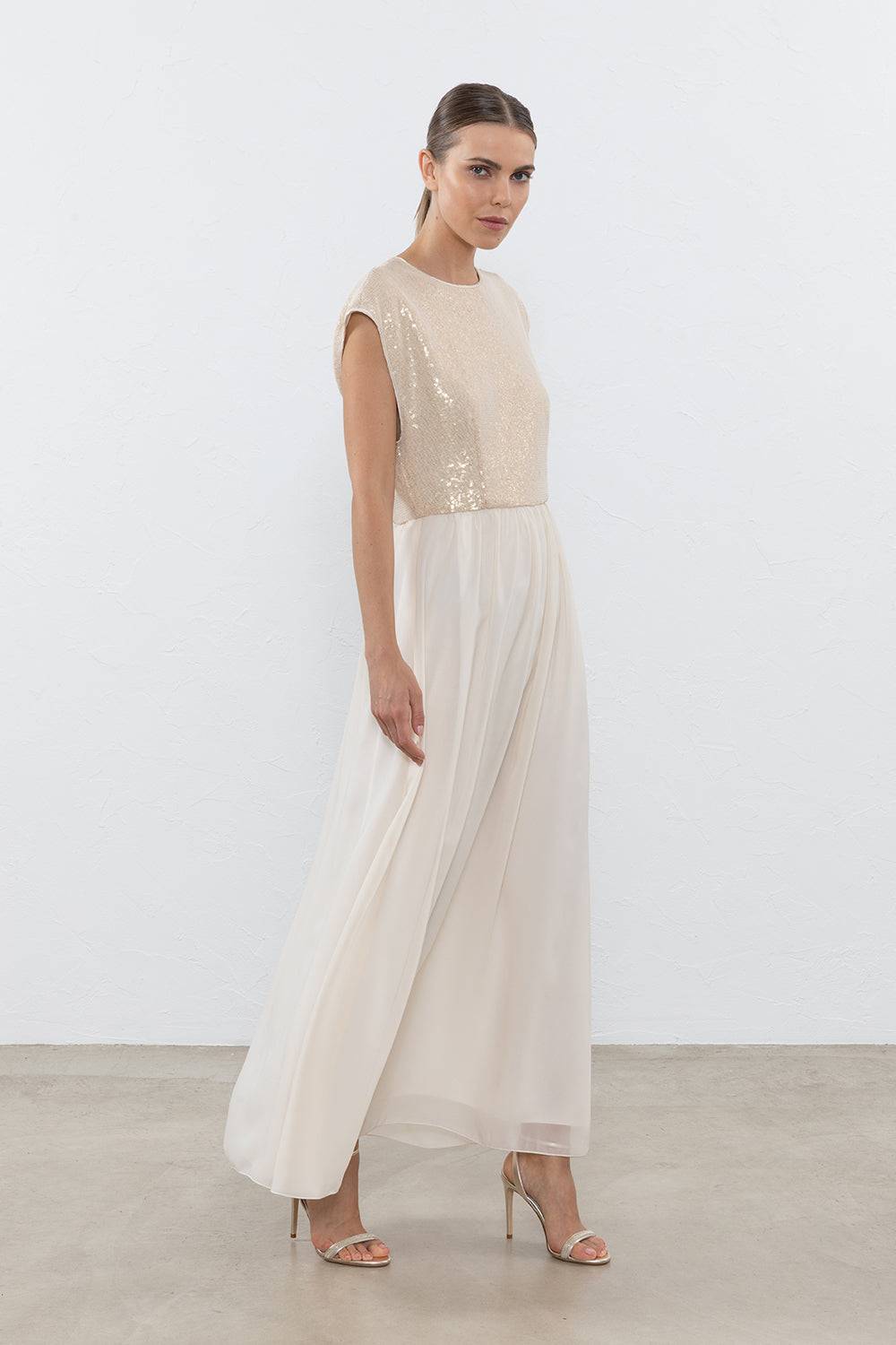 Peserico Abito lungo in tulle e chiffon