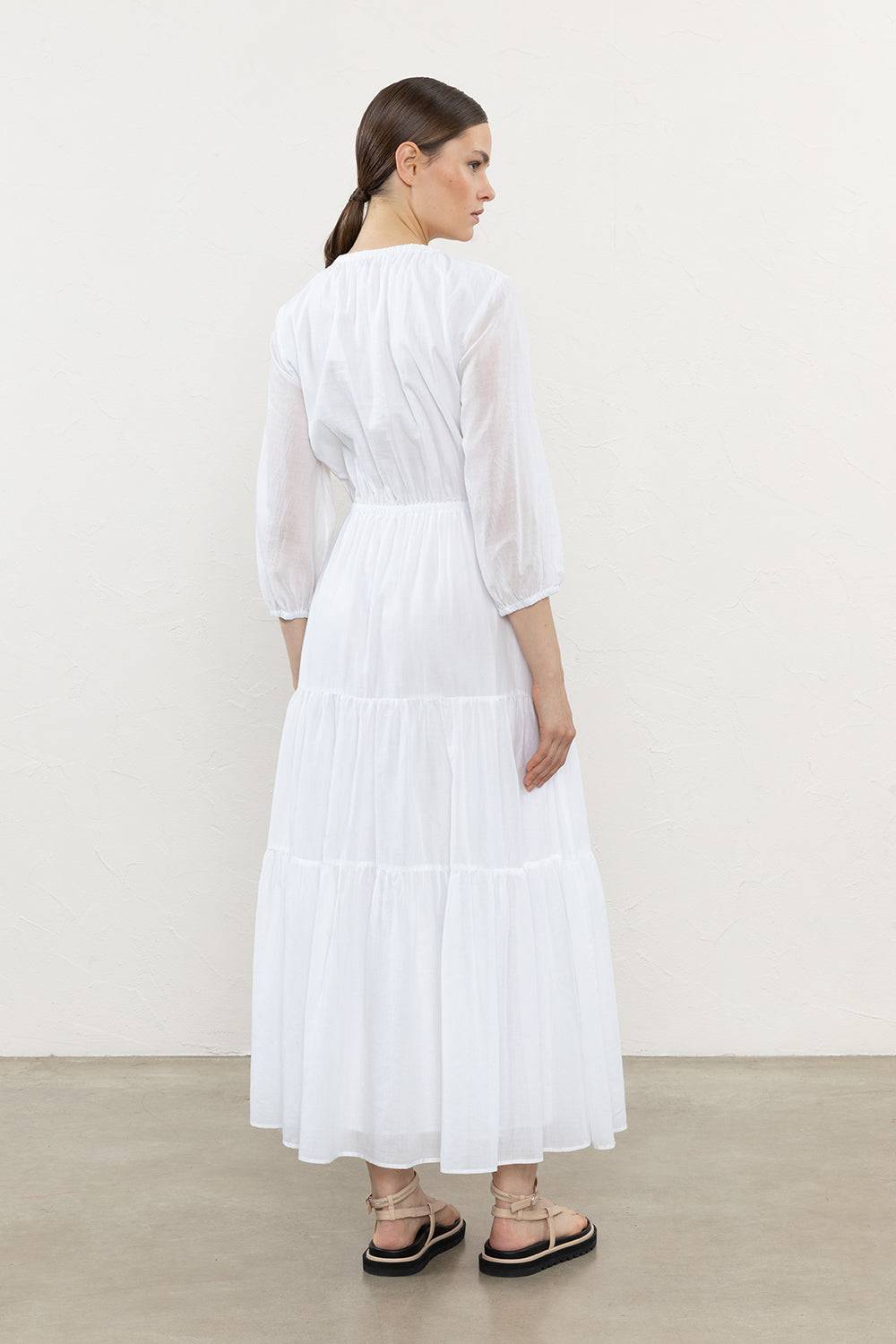 Peserico Abito Lungo In Voile Di Puro Cotone