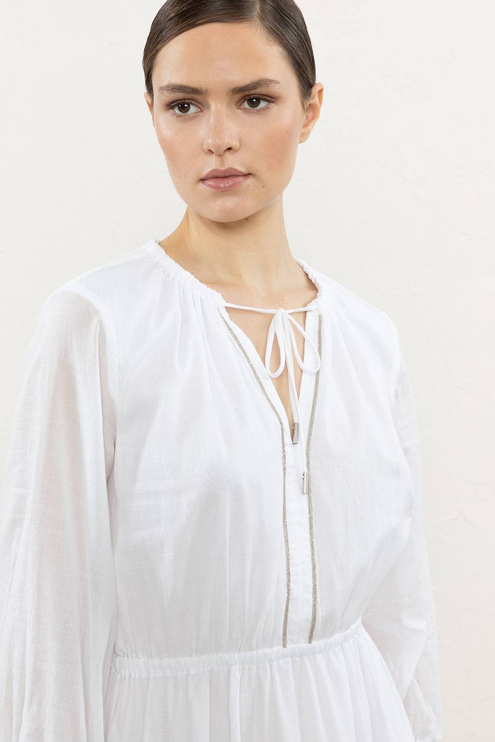 Peserico Abito Lungo In Voile Di Puro Cotone