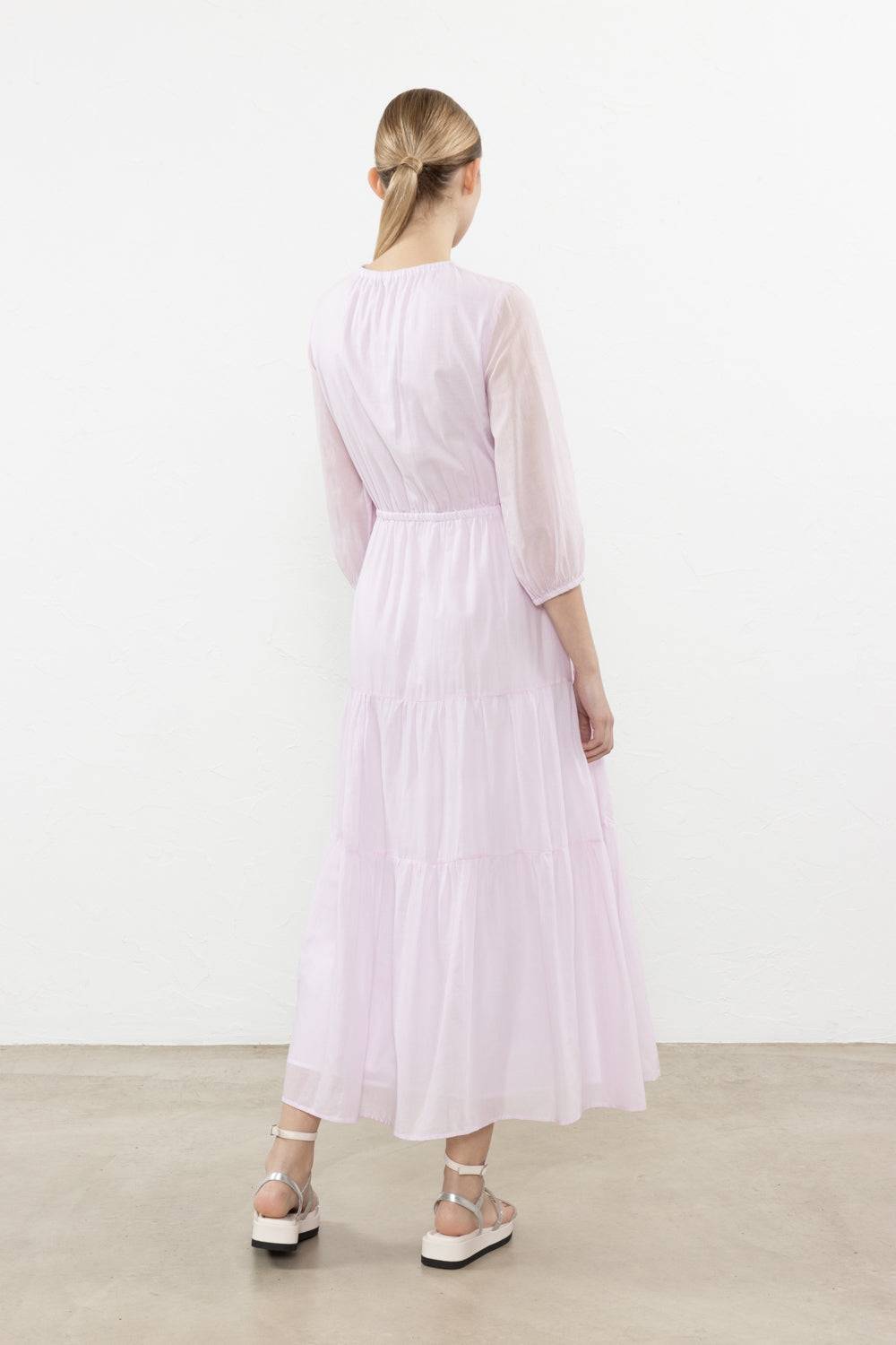 Peserico Abito Lungo In Voile Di Puro Cotone