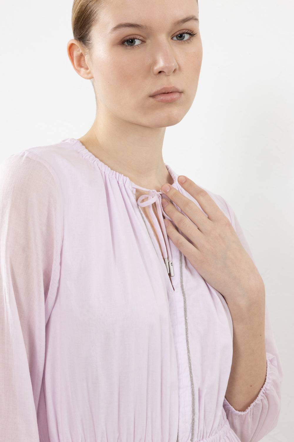 Peserico Abito Lungo In Voile Di Puro Cotone