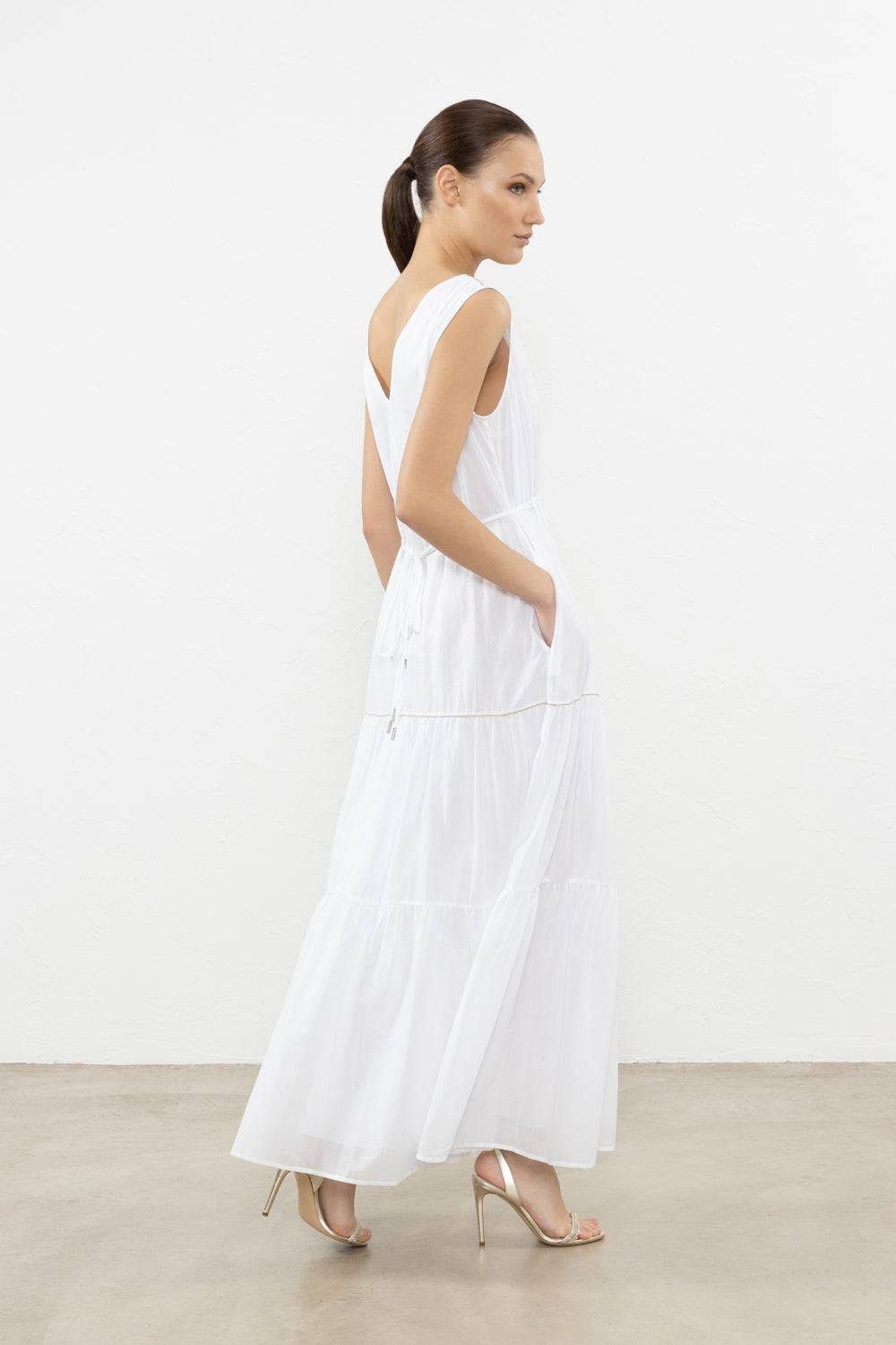 Peserico Abito Lungo In Voile Di Puro Cotone