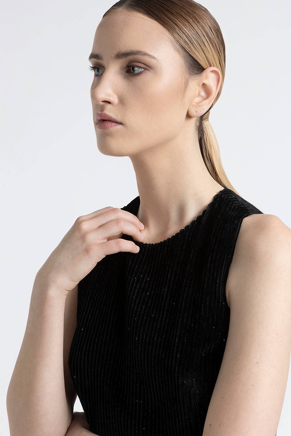 Peserico Abito Lungo Senza Maniche In Velluto