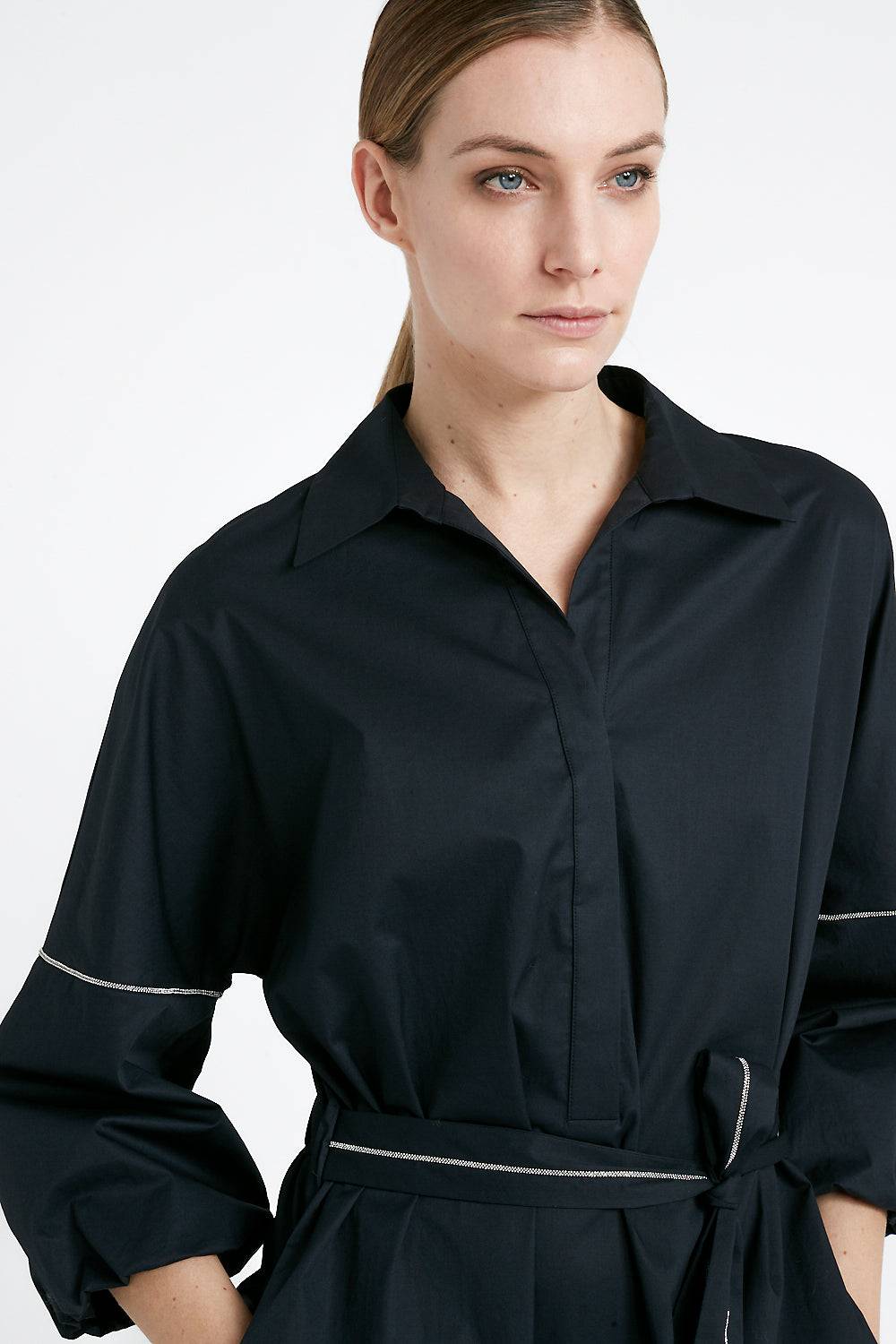 Peserico Abito Midi Chemisier In Cotone Mano Vela