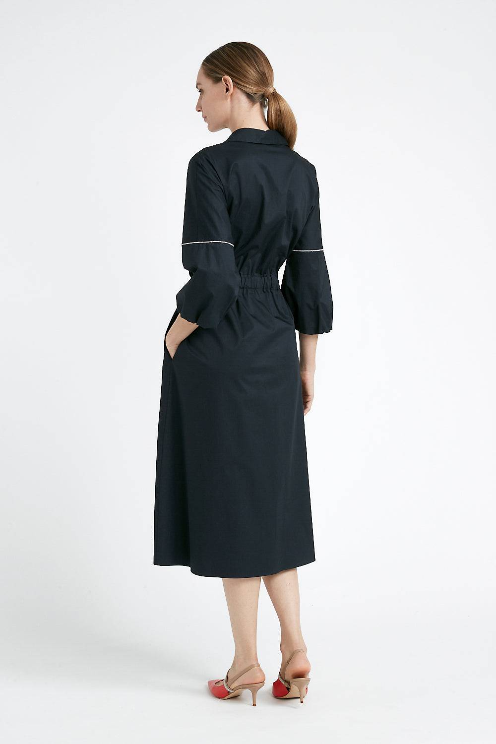 Peserico Abito Midi Chemisier In Cotone Mano Vela