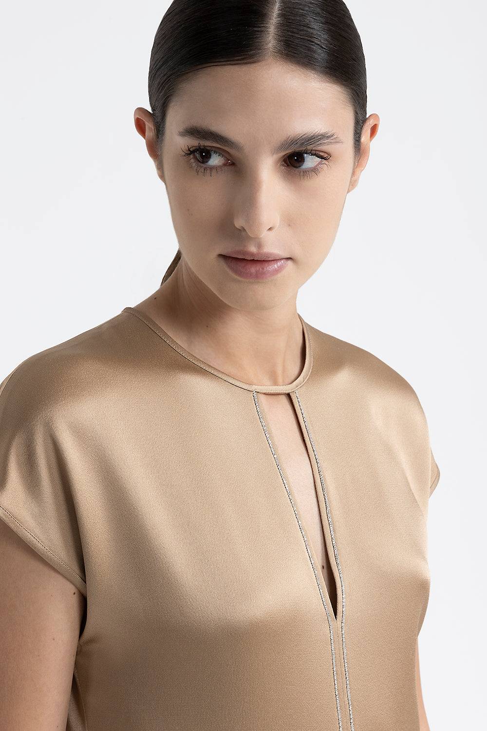 Peserico Abito Midi Girocollo Con Punto Luce