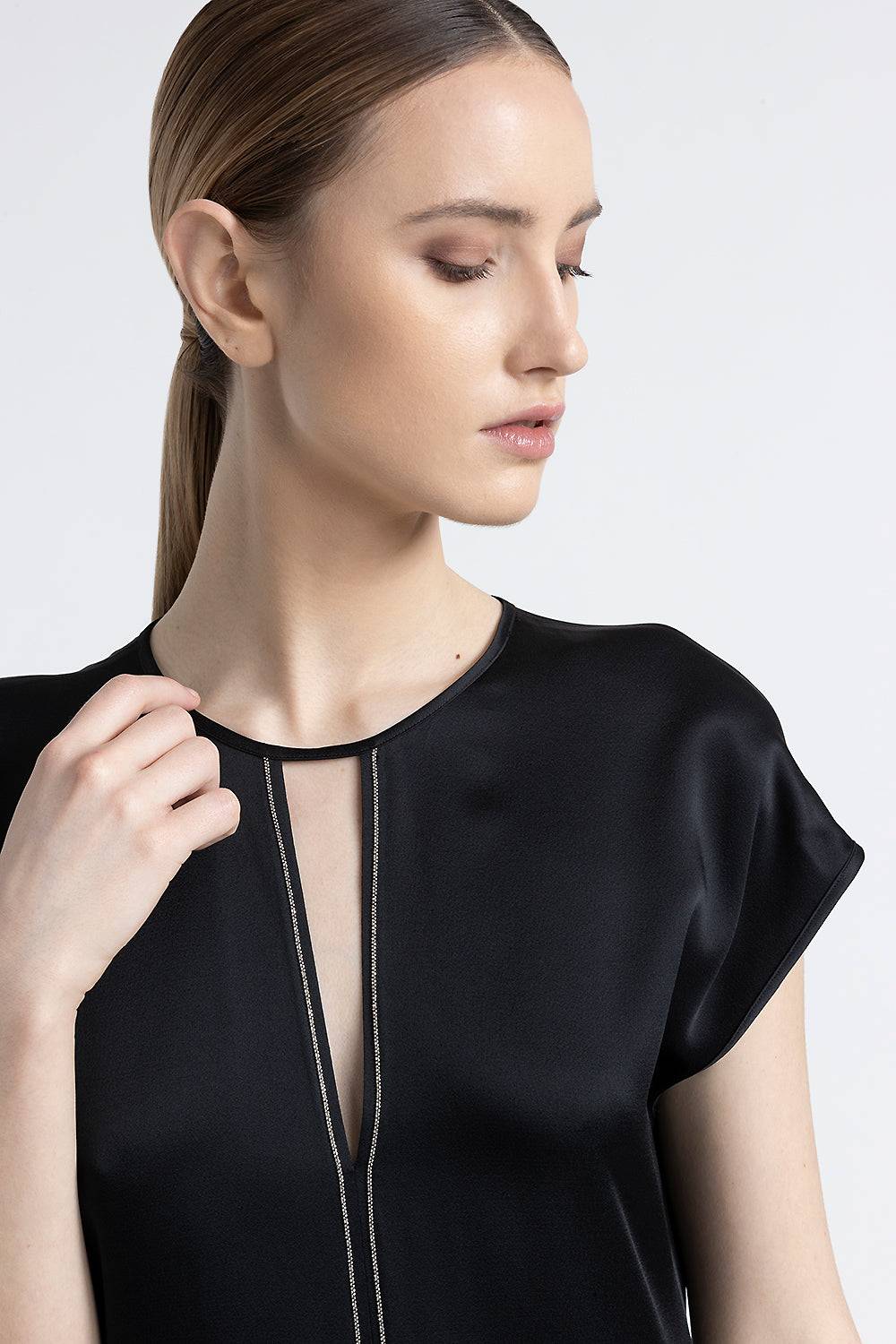 Peserico Abito Midi Girocollo Con Punto Luce