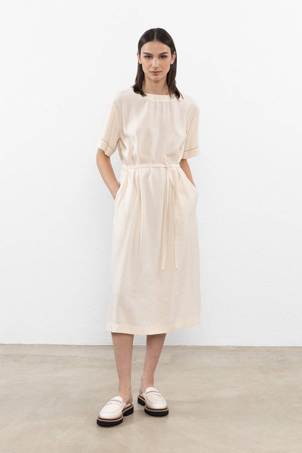 Peserico Abito midi in Habotai fluido