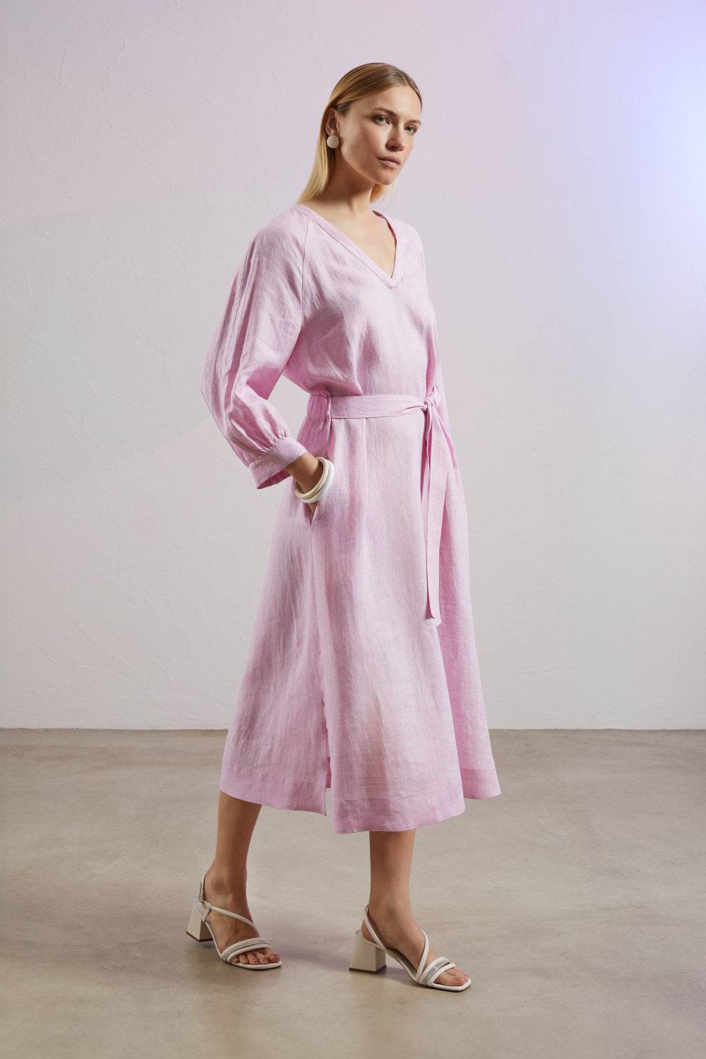 Peserico Abito Midi In Leggera Tela Di Puro Lino