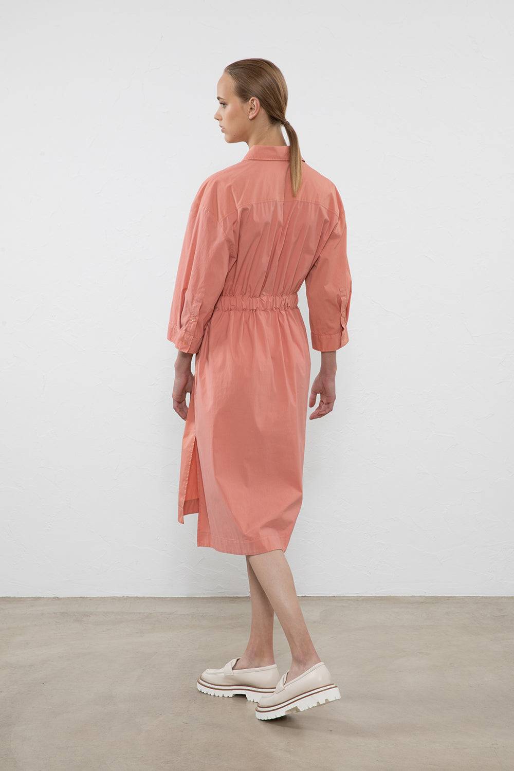 Peserico Abito Midi In Popeline Di Cotone Stretch