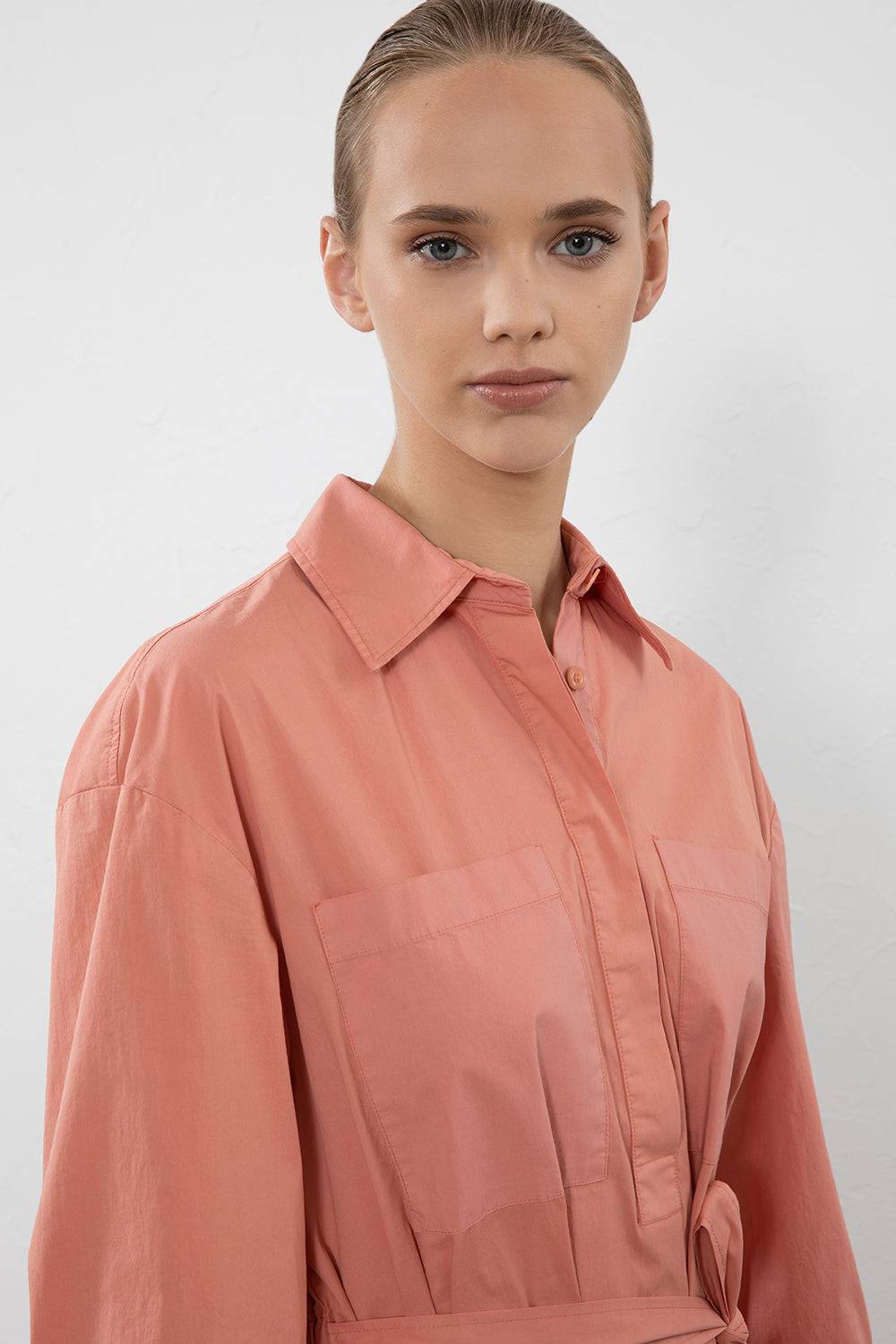 Peserico Abito Midi In Popeline Di Cotone Stretch