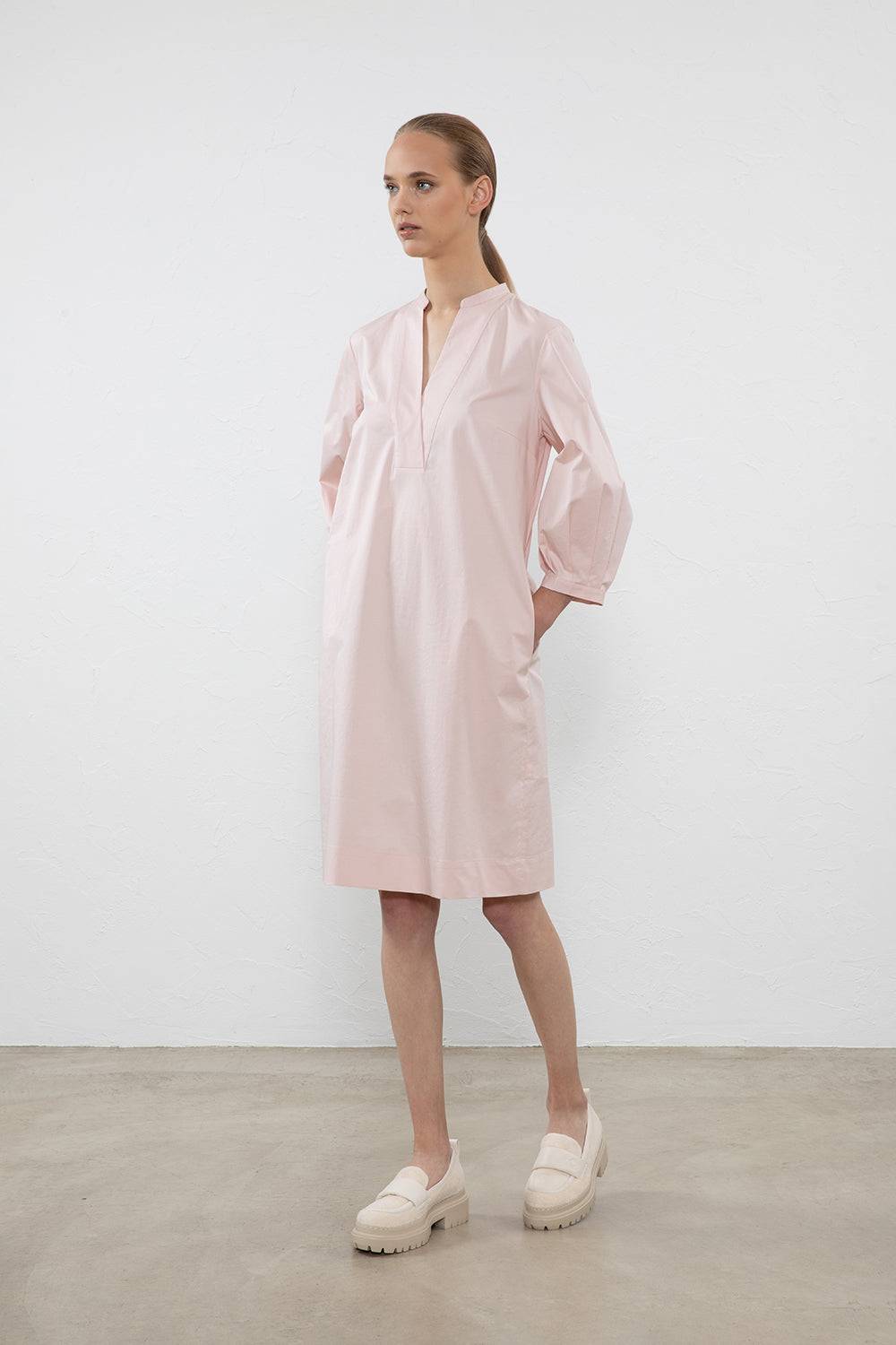 Peserico Abito Midi In Popeline Di Cotone Stretch